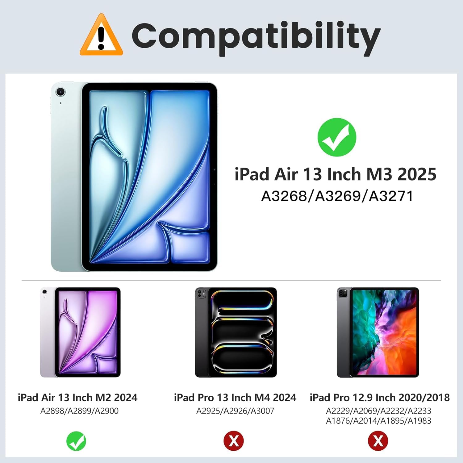 Moko For Ipad Air 13 Inch Case M3 2025 & M2 2024 With Pencil Holder, Ipad Air 13 Case [Built-In Screen Protector] With Clear Bac