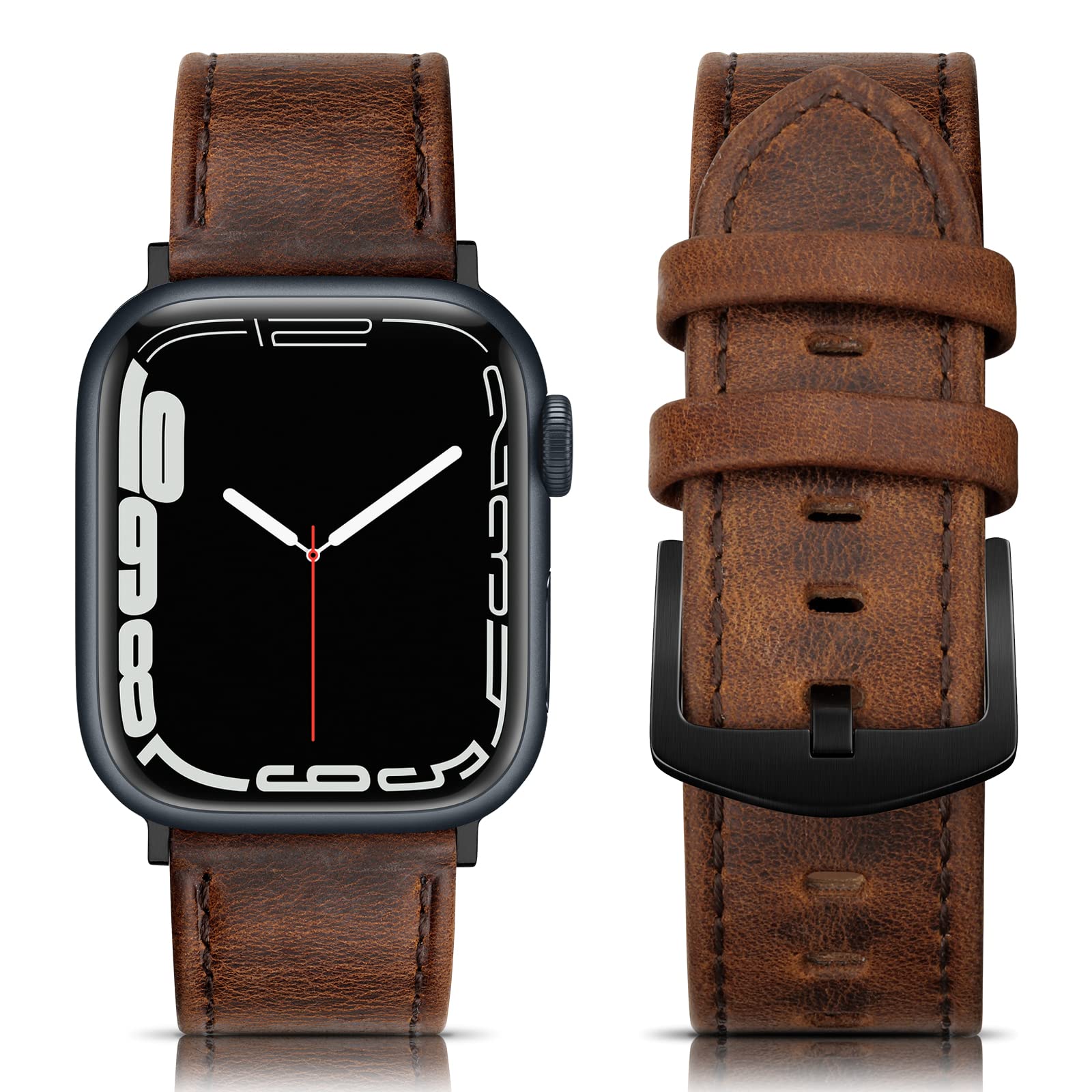 Edimens Leather Bands Compatible With Apple Watch 49Mm 45Mm 42Mm 44Mm Band Men Women, Vintage Genuine Leather Wristband Replacem