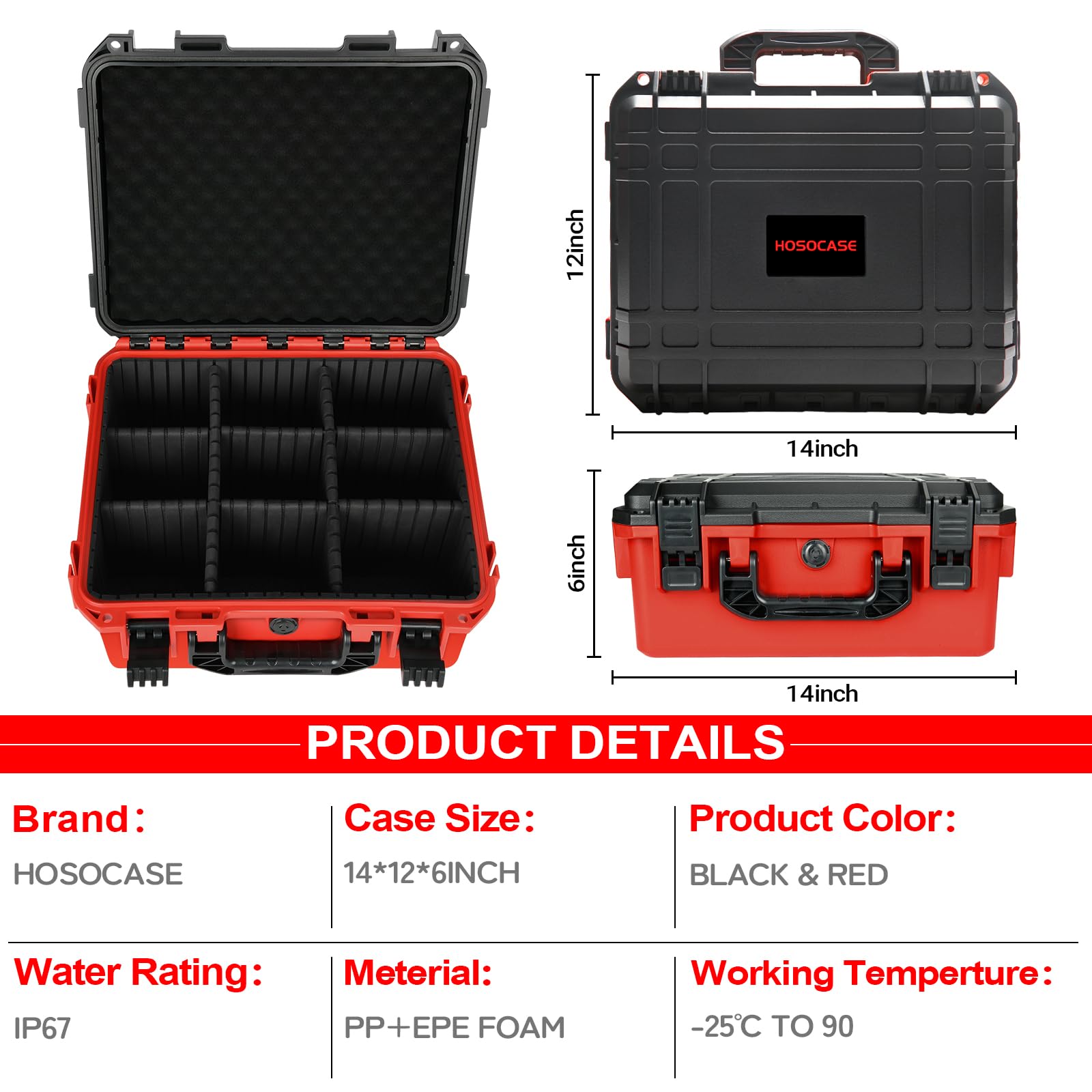 Battery Storage Case For Milwaukee M18: Waterproof Hard Carrying Case Organizer With 9 Divider For Milwaukee M18/M12 Tool Batter