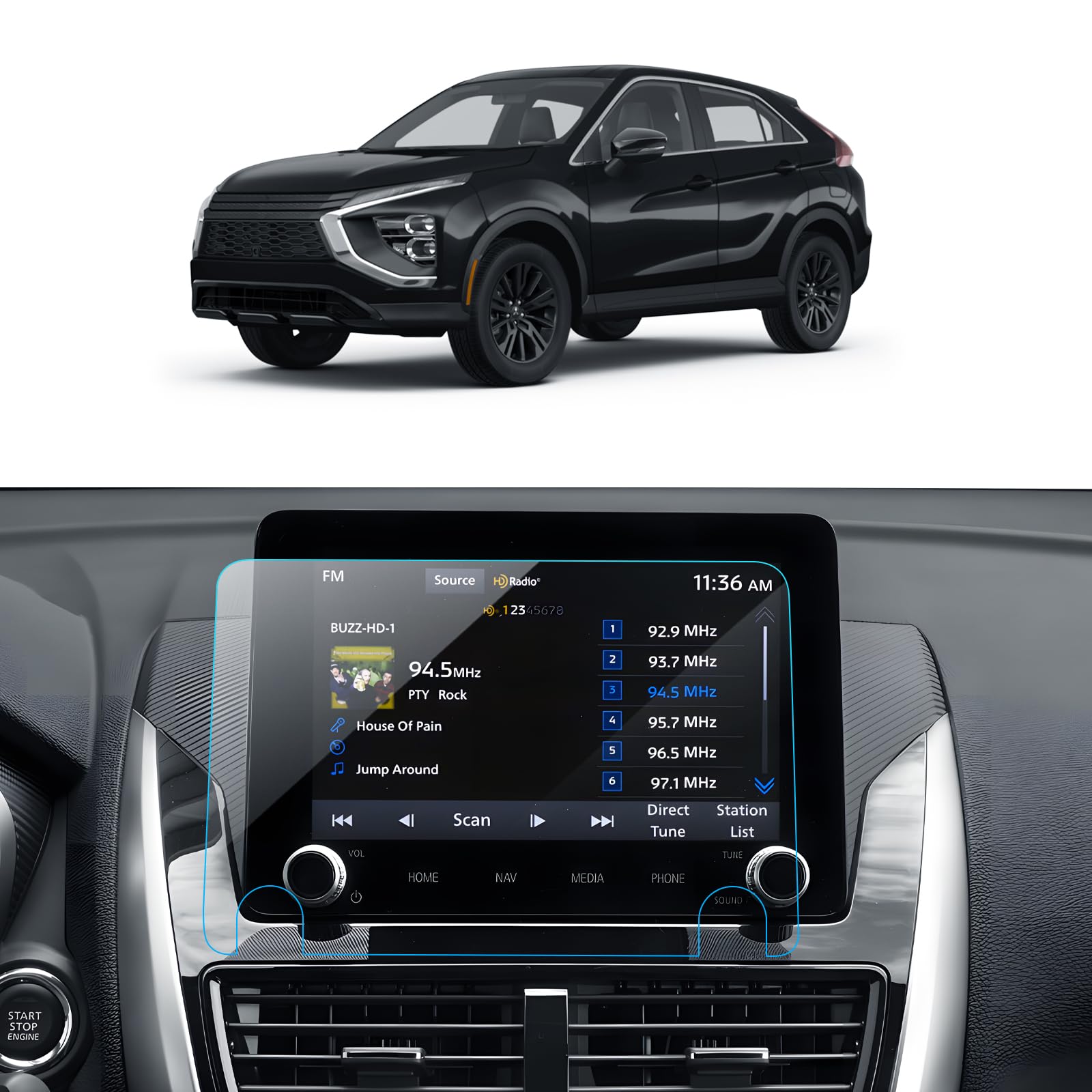 Lantu Car Screen Protector For 2022 2023 2024 Mitsubishi Eclipse Cross (Se, Sel, Le, Ralliart) Accessories Navigation Touchscree