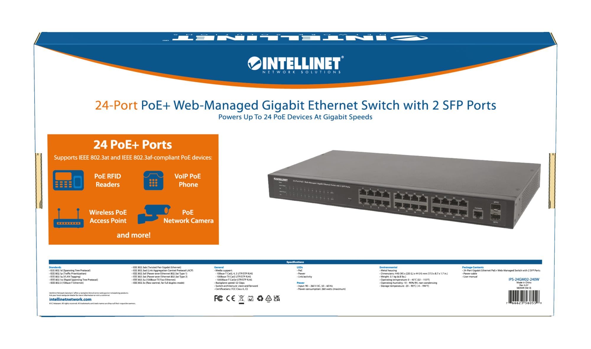 Intellinet 24 Port Poe Web Managed Gigabit Ethernet Switch (560559)
