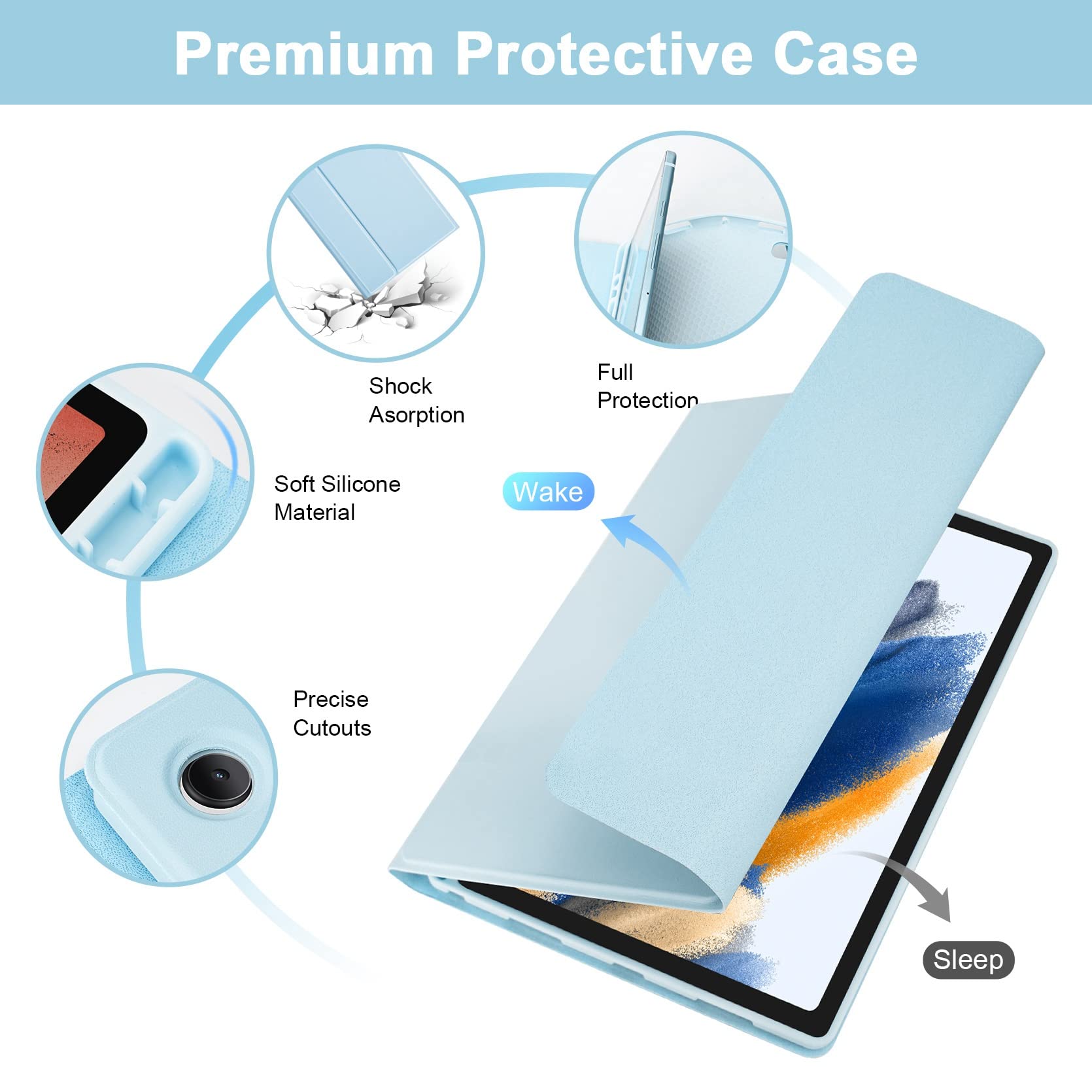 Lama Backlit Keyboard Case For Samsung Galaxy Tab A8 10.5 Case With Keyboard, Detachable Wireless Keyboard Case With S Pen Holde