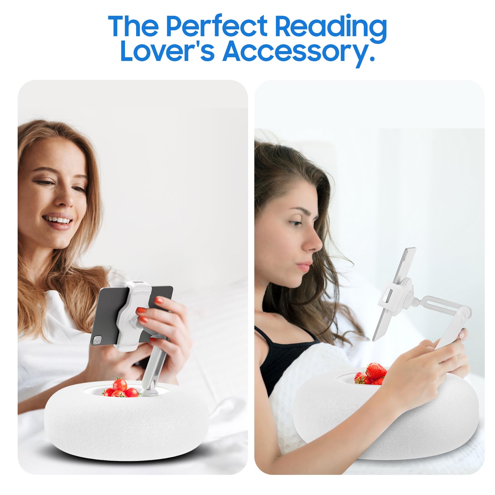 Debtrop Kindle Pillow Stand Holder With Snack Bowl For Reading In Bed, Cozy Tablet Phone Ipad Pillow Stand For Lap Compatible Wi