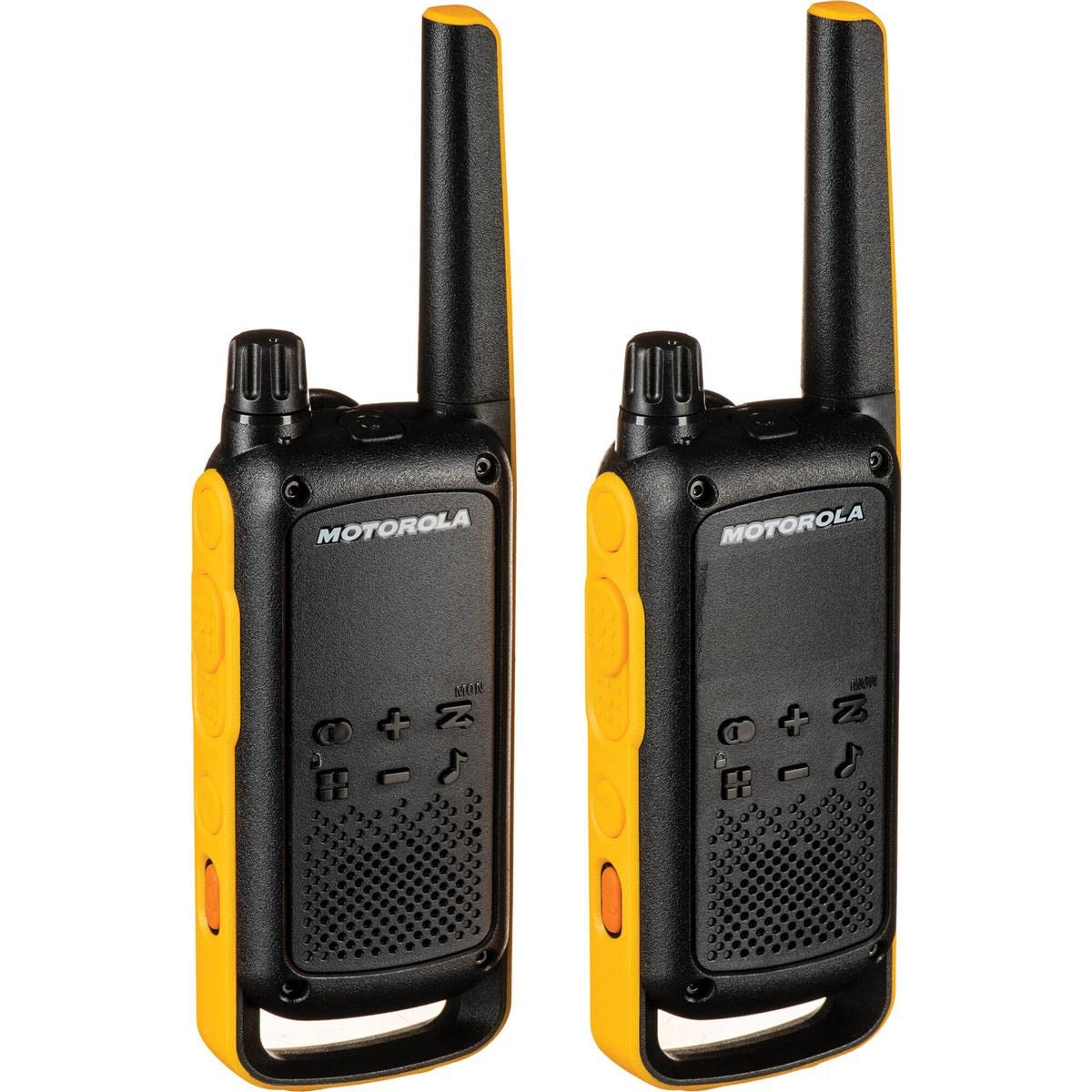Motorola Solutions, Portable Frs, T470, Talkabout, Two Way Radios, Emergency Preparedness, Rechargeable, 22 Channel, 35 Mile, Black W/Yellow, 2 Pack
