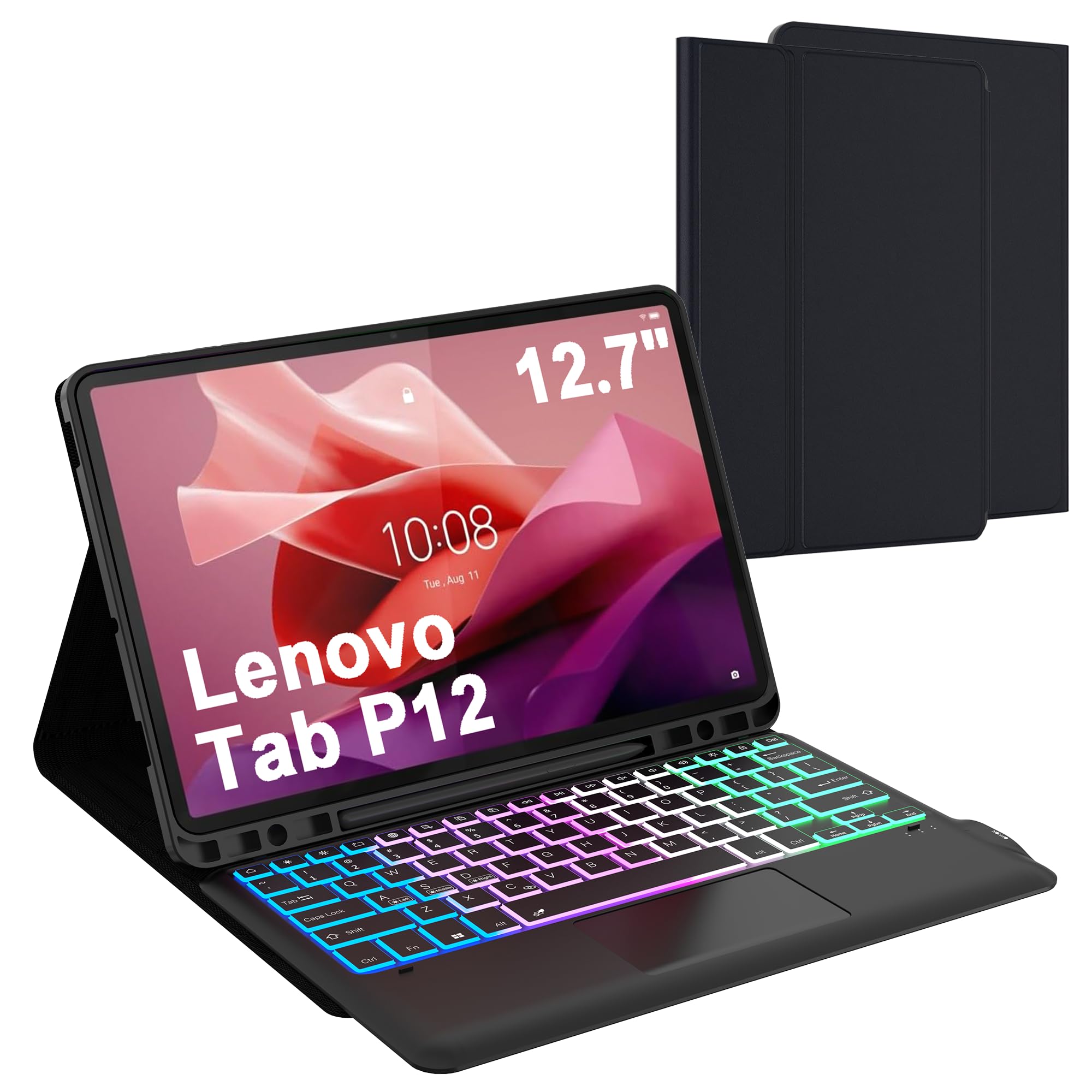 for Lenovo Tab P12 2023 12.7 inch Keyboard Case with Trackpad and Backlit