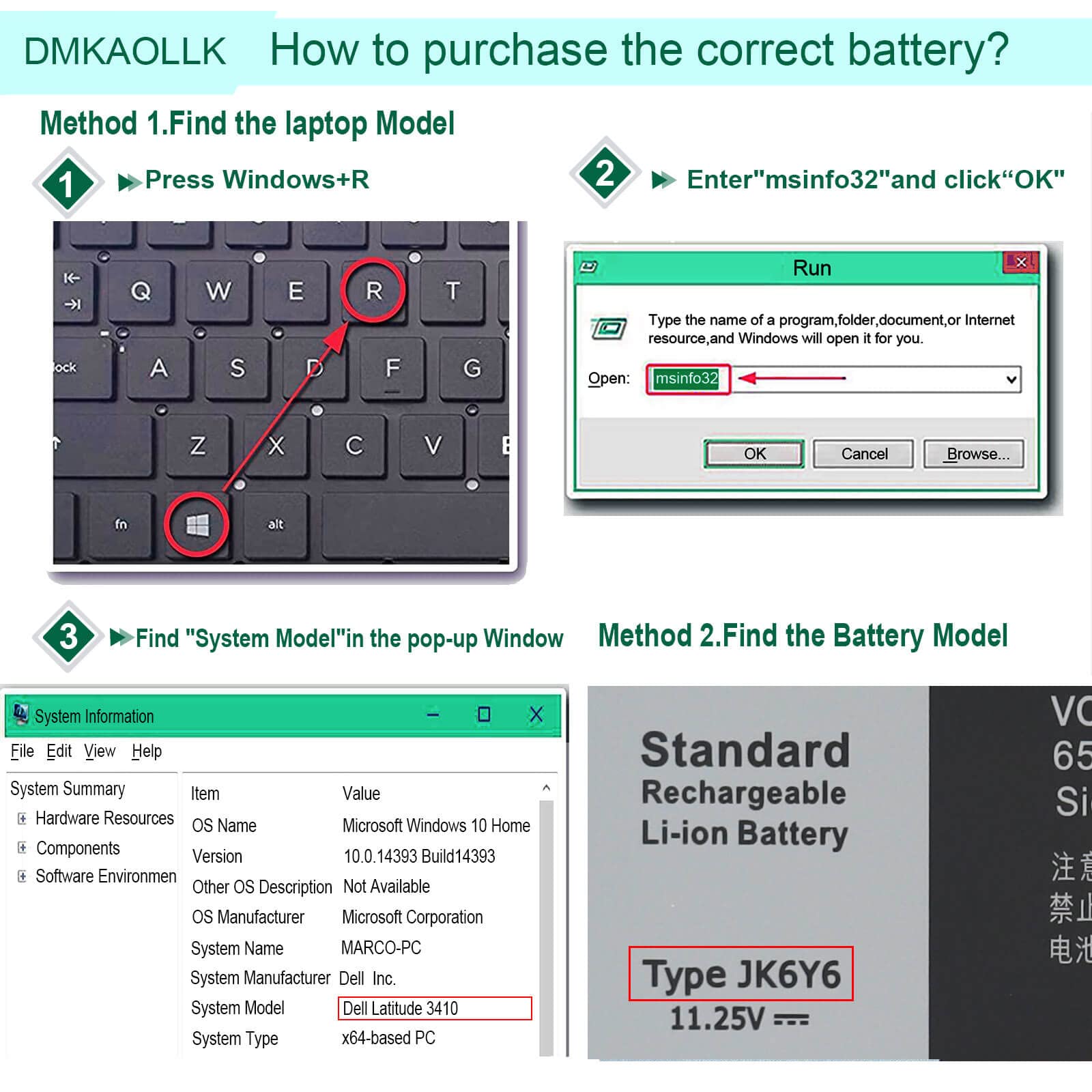 40Wh Jk6Y6 Battery For Dell Inspiron 5300 5301 5401 5402 5408 5409 5501 5508 5509 5400 5406 7405 7300 7306 7500 7506 2 In 1 Silv