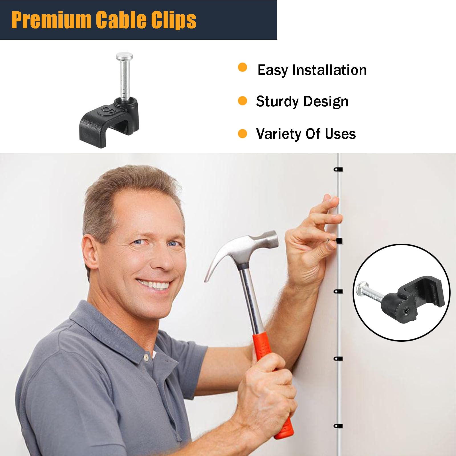 Yienfbev 25Ft Telephone Extension Cord Cable, Landline Phone Line Wire With Rj11 6P4C Plugs, Includes Cable Clips   Black   2 Pa