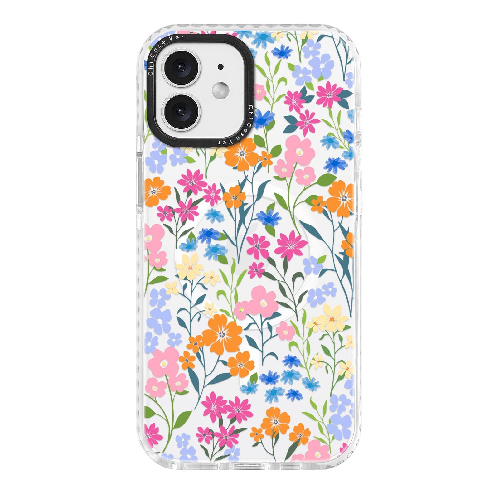 ChiCaseVer for iPhone 16 Case, Colorful Wildflower Floral Pattern, Spring Garden Slim TPU Compatible with MagSafe & Military-Gra