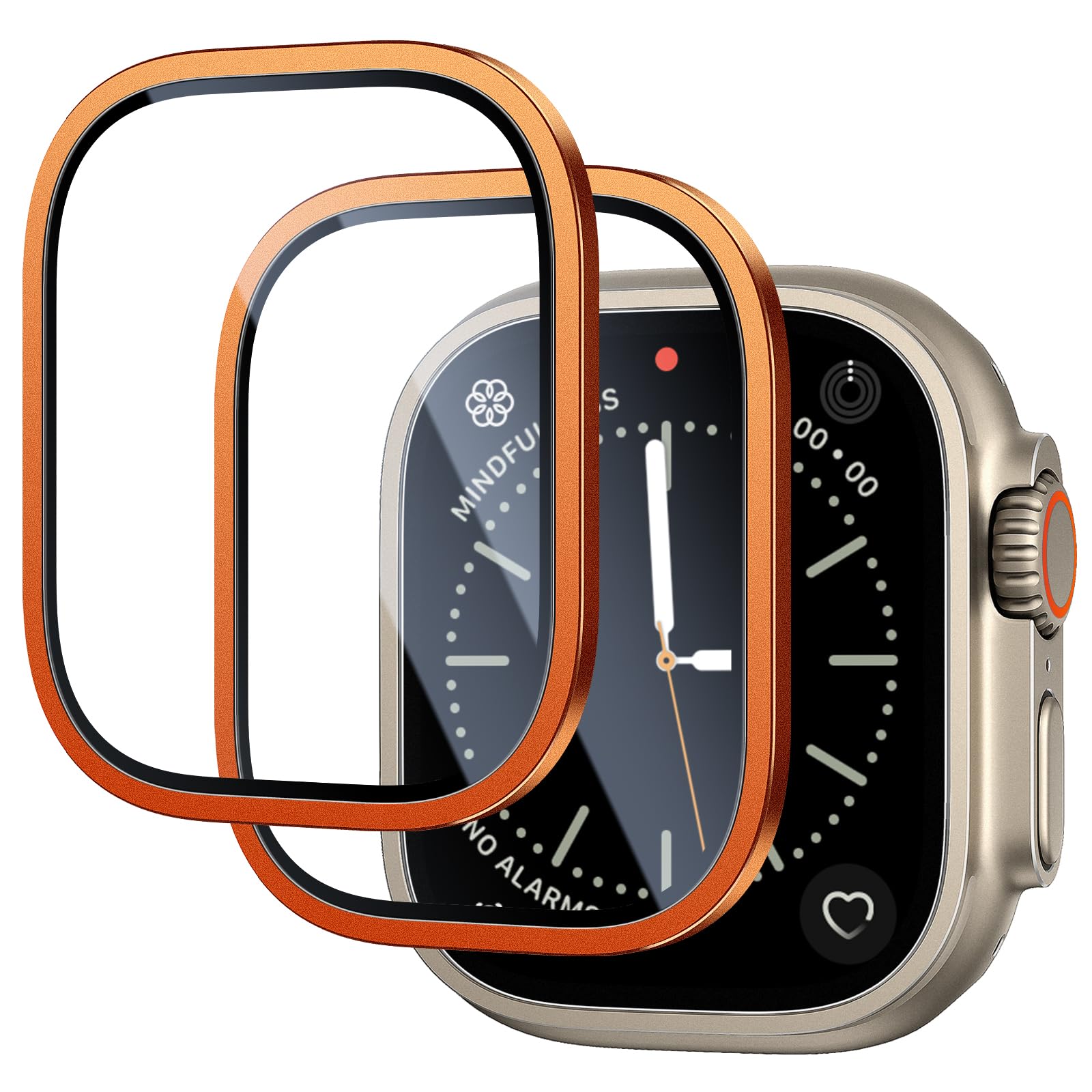 Bazo For Apple Watch Ultra 2 / Ultra Screen Protector 49Mm, [2 Pack] Titanium Alloy Frame With 9H Tempered Glass Anti Scratch Hd