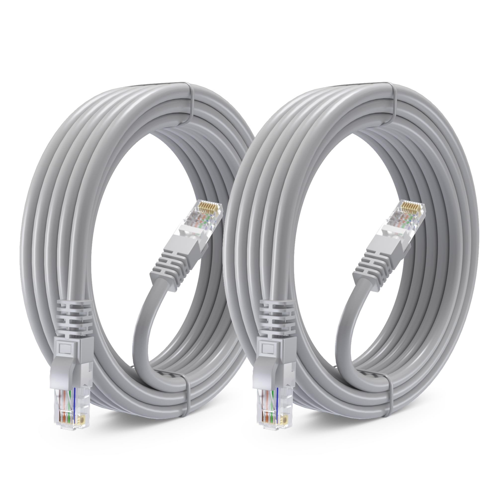 Maximm Cat 6 Ethernet Cable 15 Ft (2 Pack)   High Speed Lan Cable, Internet Cable, Patch Cable, And Network Cable   Utp, 10Gbps, 550Mhz Cat6 Cable   Gray