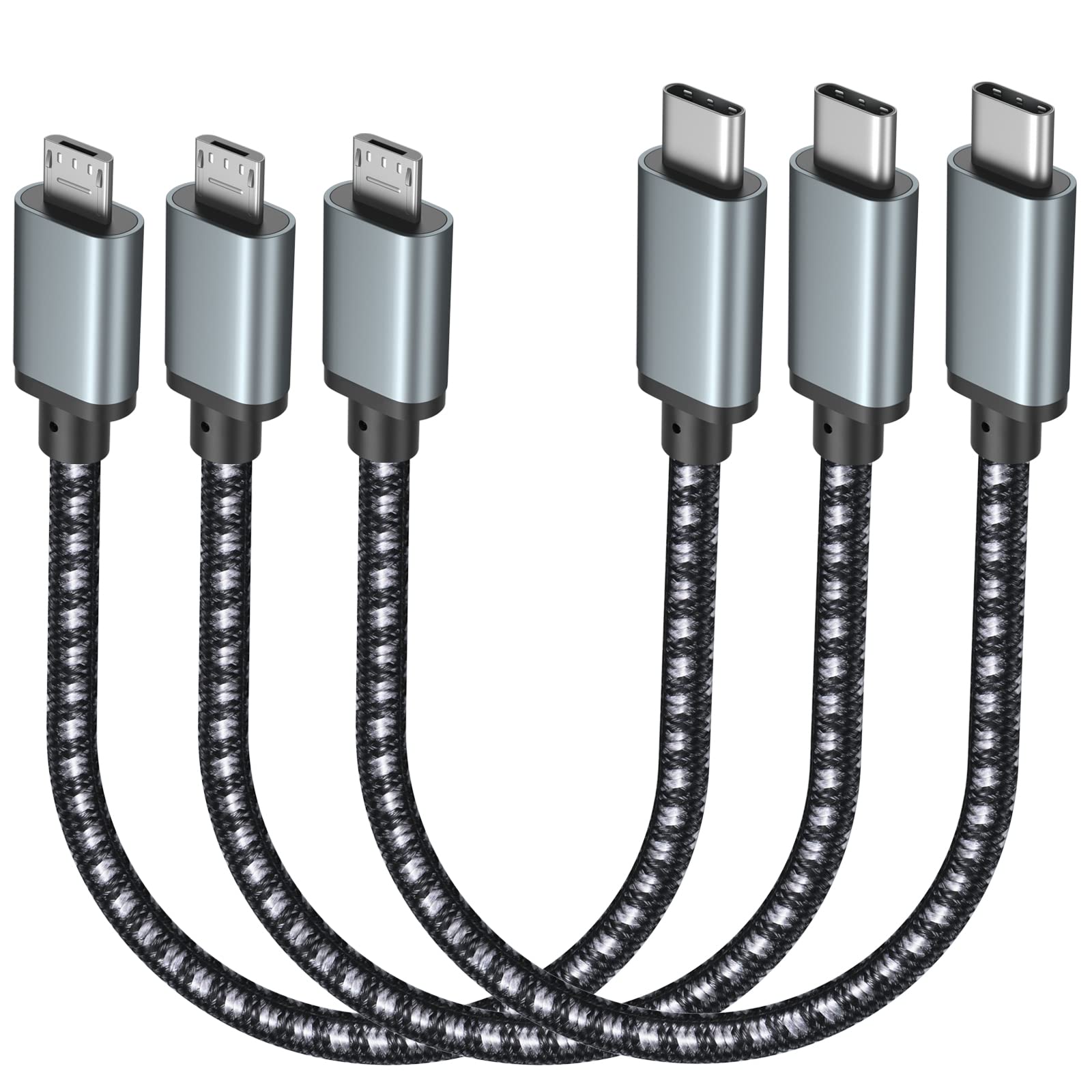 Usb C To Micro Usb Cable,3 Pack 1Ft Nylon Braided Type C To Micro Usb Cable, Ps4 Controller Charger Cable,Micro Usb Kindle Charger Cord Compatible For Kindle/Ps4/Xbox One/Samsung S7 S6 S5/Gps