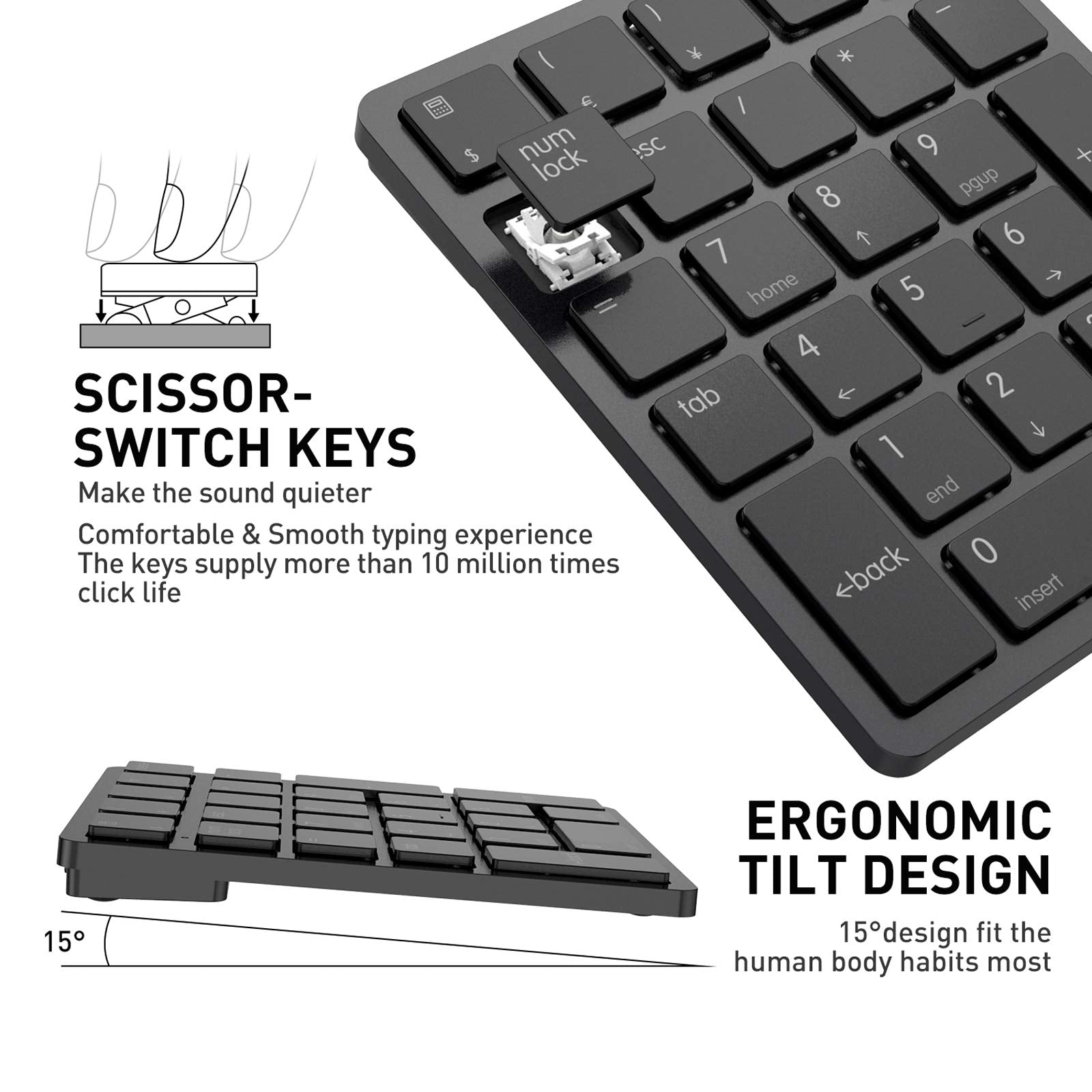 Havit Bluetooth Number Pad Wireless Numeric Keypad Numpad 26 Keys Portable Mini Financial Accounting Rechargeable Numeric Pad Fo