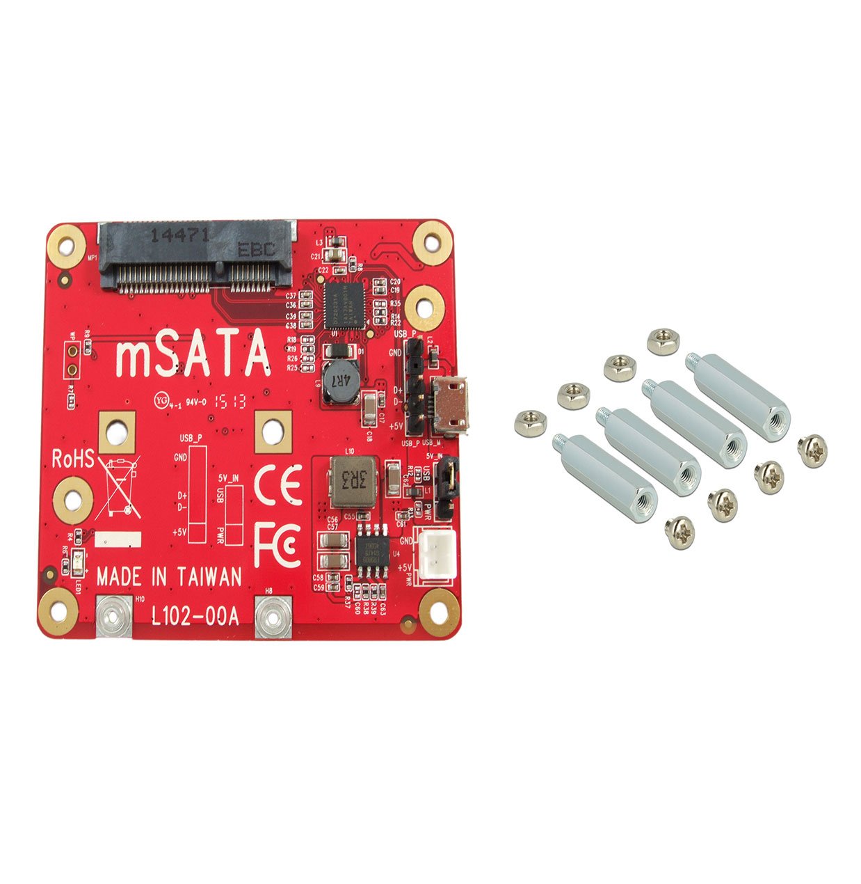 Ableconn Piusb2Msa Usb To Msata Converter Stackable Expansion Board For Raspberry Pi