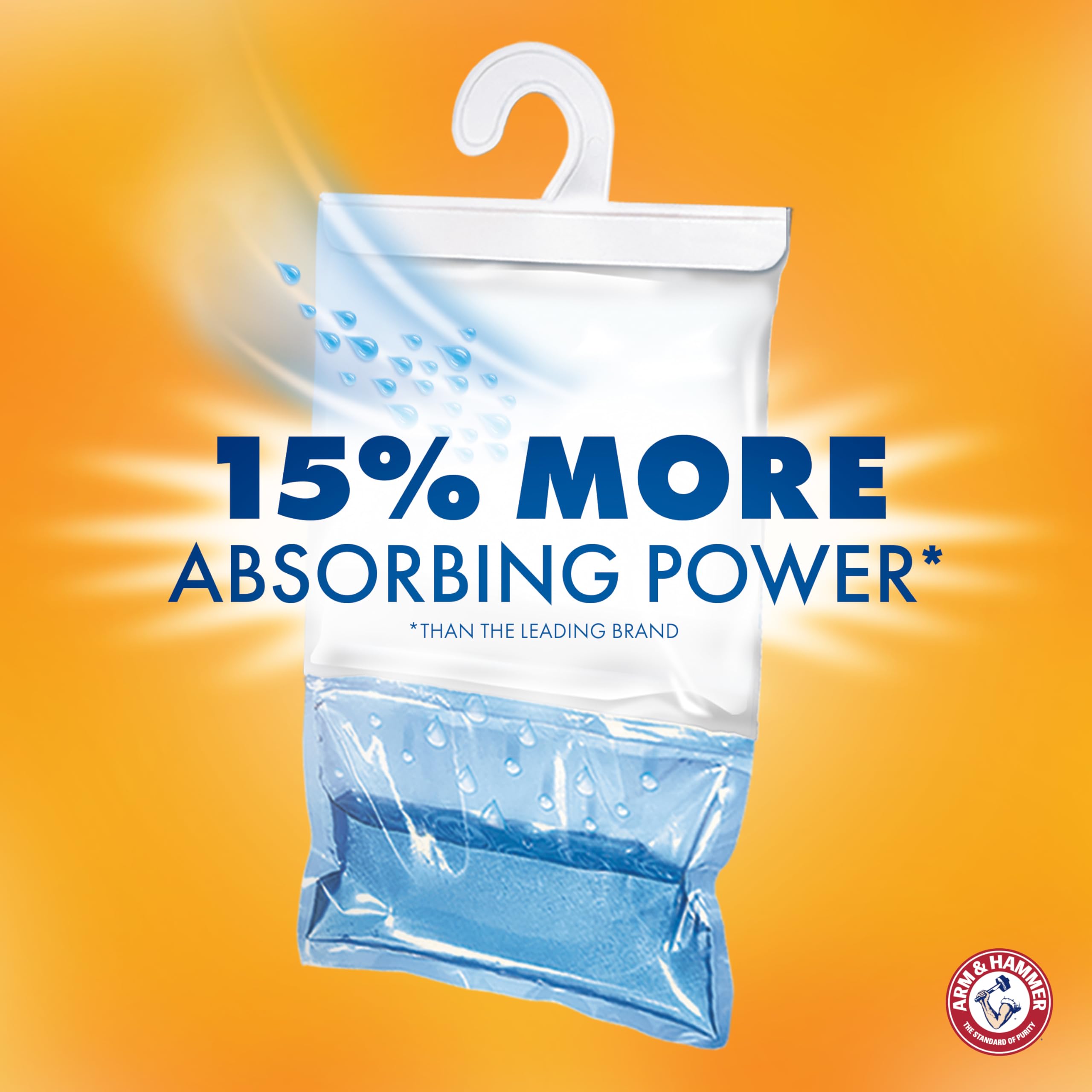 Arm & Hammer Hanging Moisture Absorber And Odor Eliminator, 16.1 Oz., 6 Pack, Fragrance Free, Moisture Absorbers For Closet And