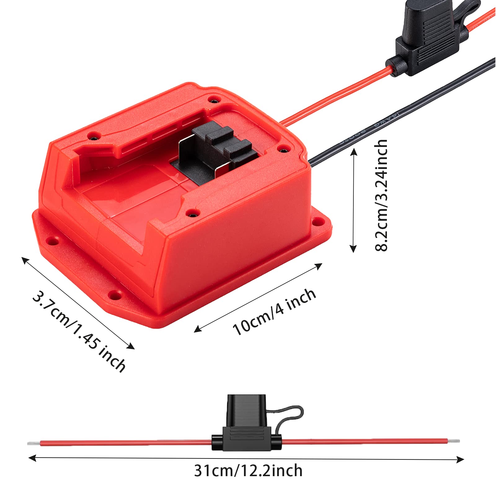 Power Wheel Adapter For Milwaukee 18V Lithium Battery Adapter With Fuse & Wire Terminal,14 Gauge Wire Power Convertor For Diy Rc