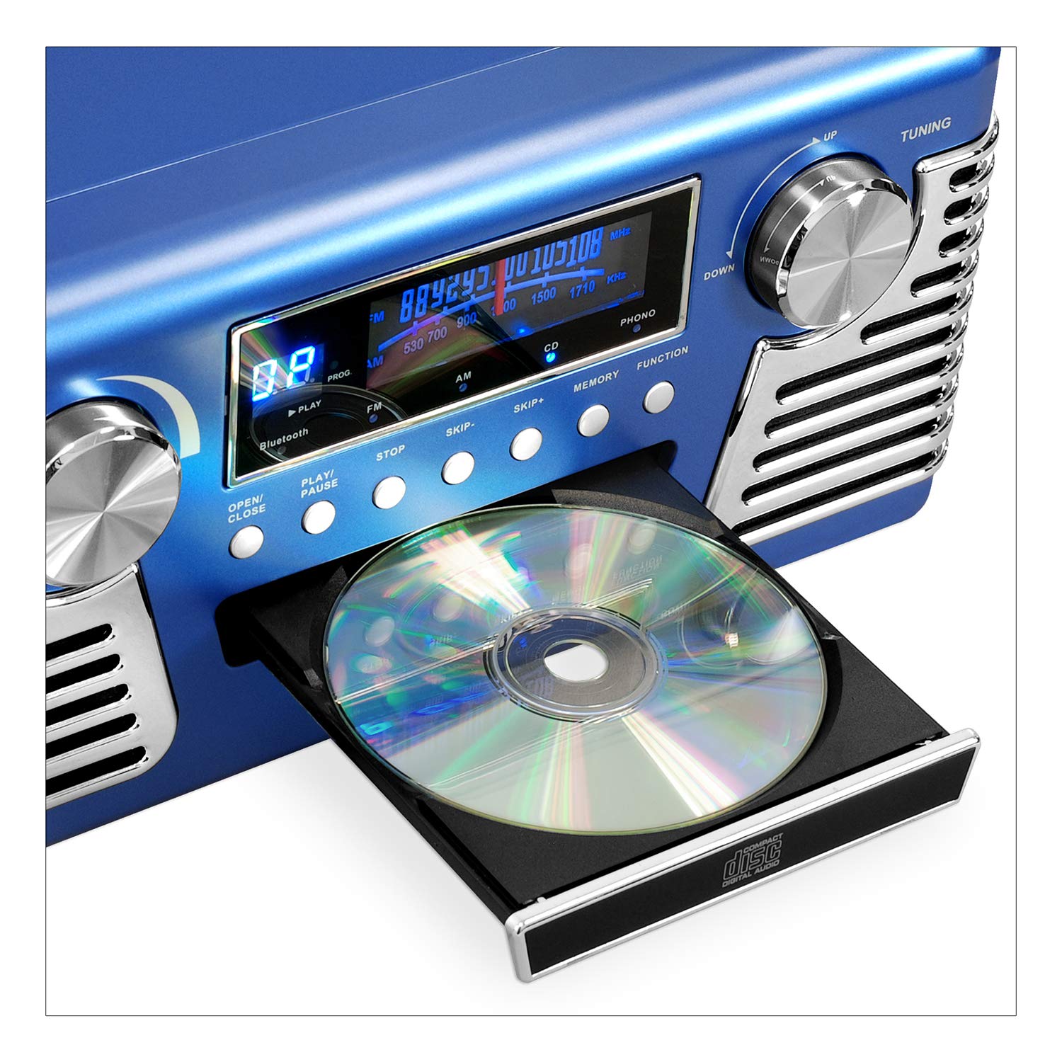 Victrola 50'S Retro Bluetooth Record Player & Multimedia Center With Built In Speakers   3 Speed Turntable, Cd Player, Am/Fm Rad