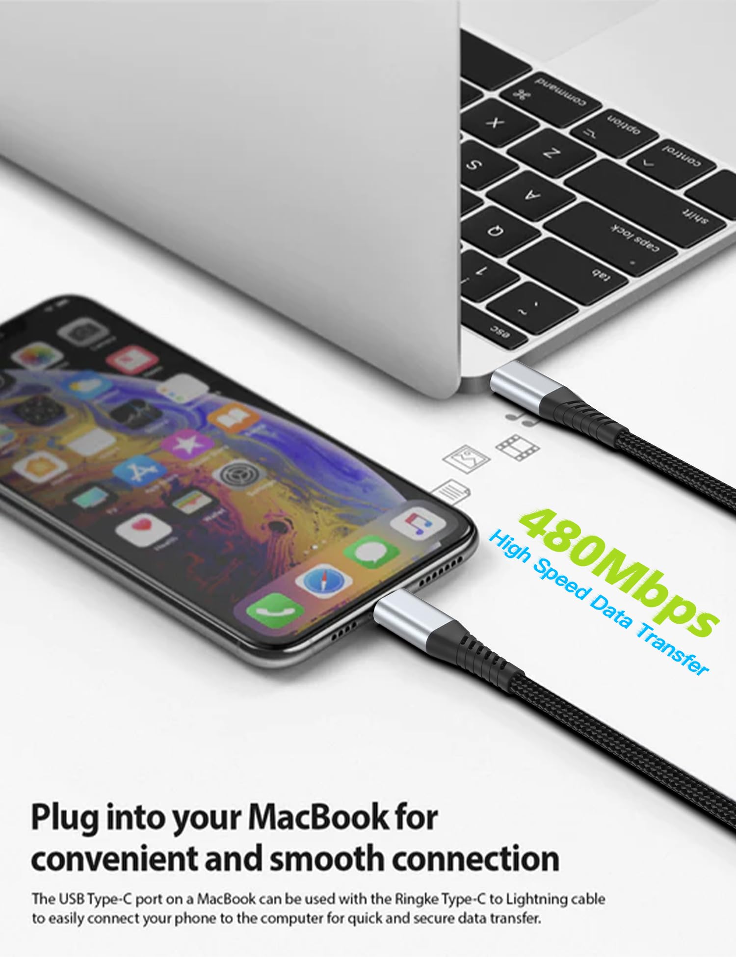 Acevien 2Ft Usb C To Lightning Cable, 3Pack Short Iphone Charging Usb C Cable Braided 2 Foot Pd Fast Charging Compatible With Ip