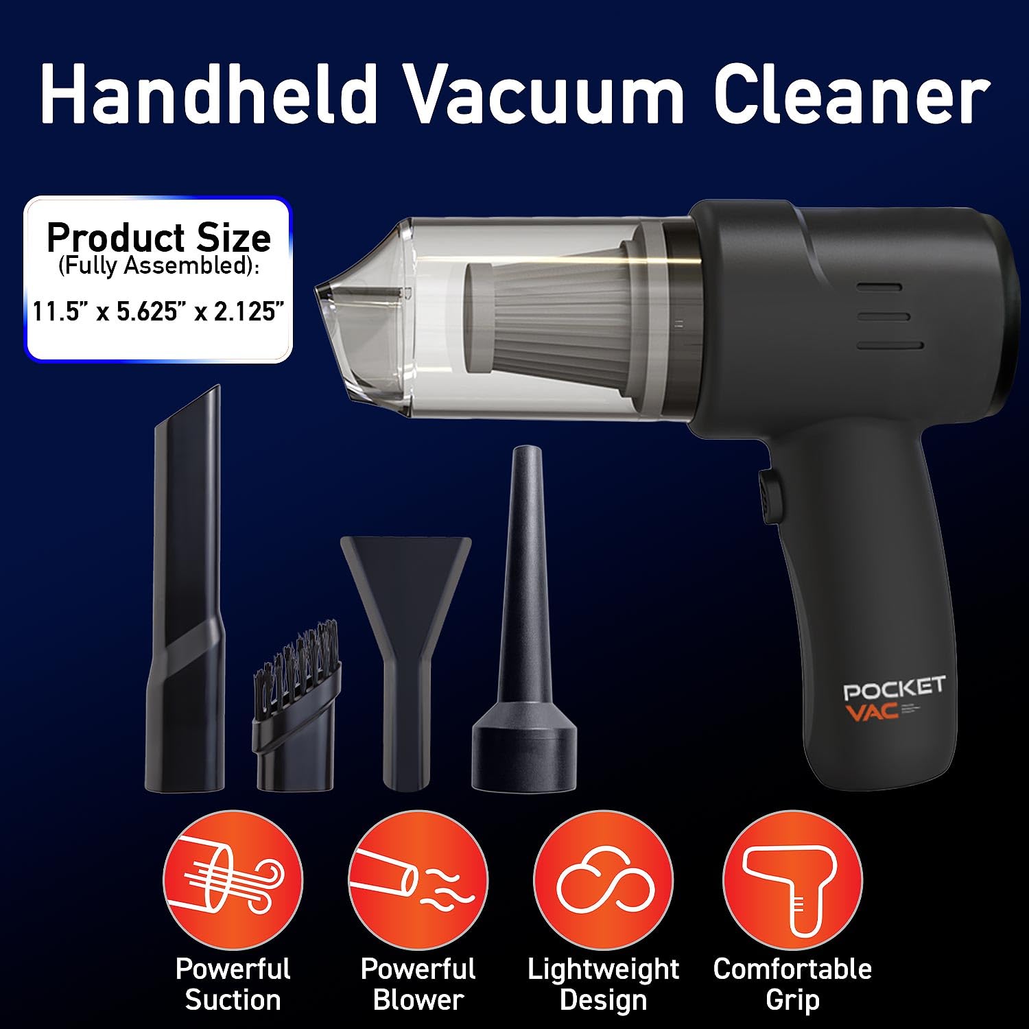 Pocket Vac Handheld Vacuum Compact Wireless Vacuum Cleaner, Lightweight Hand Held Vacuuming For Home Kitchen Car Corner Upholste