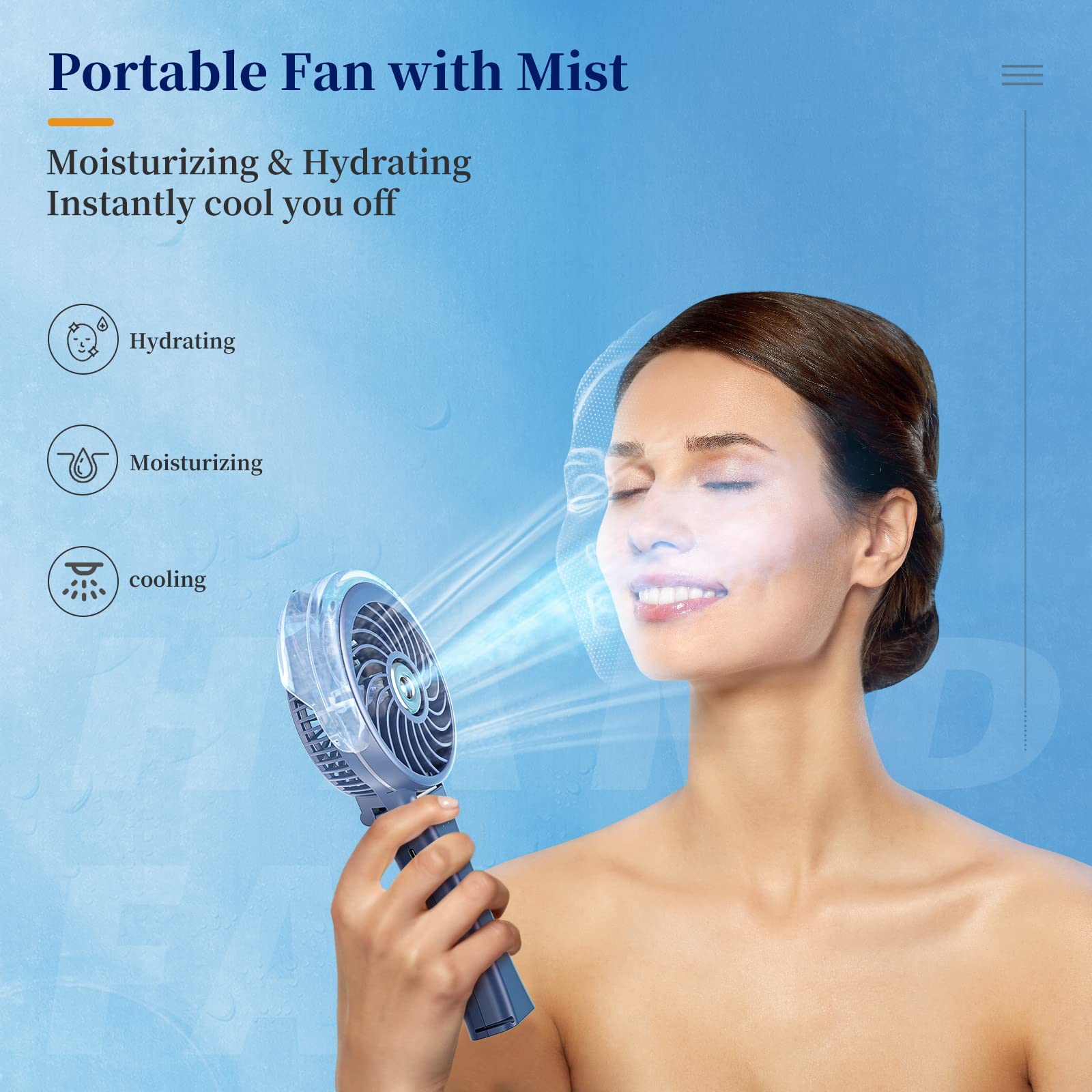 Handfan 2023 Upgraded Portable Misting Fan, 34Ml Handheld Personal Mister Fan Rechargeable, Battery Operated Spray Water Mist Fa
