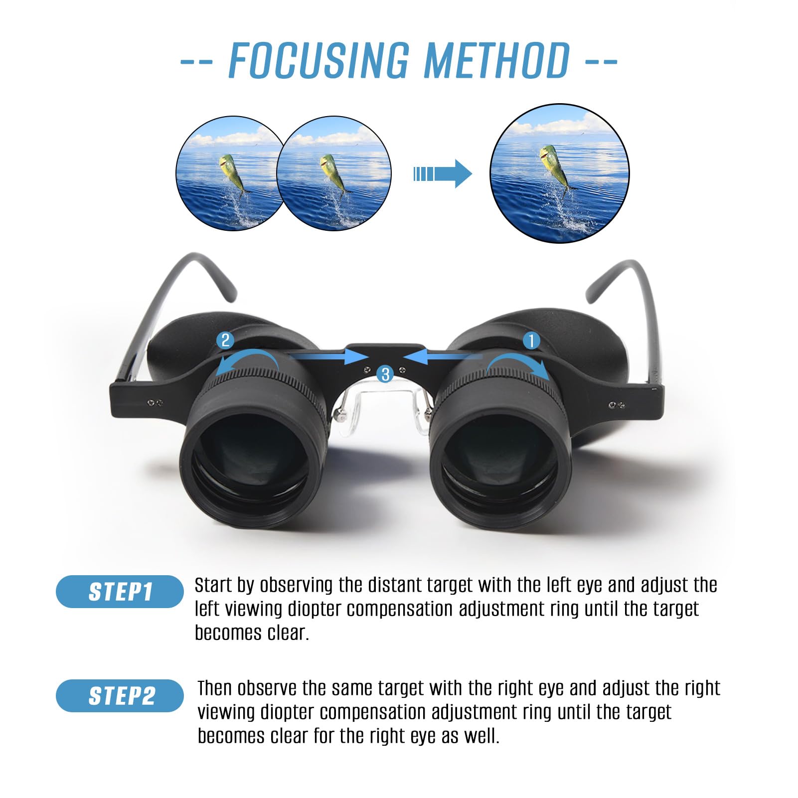 Goshyda Hands Binocular Glasses - HD Lens, Adjustable Focus, 3 Color Filters, Ideal for Fishing, Bird Watching, Sports, Concerts, Neutral Color