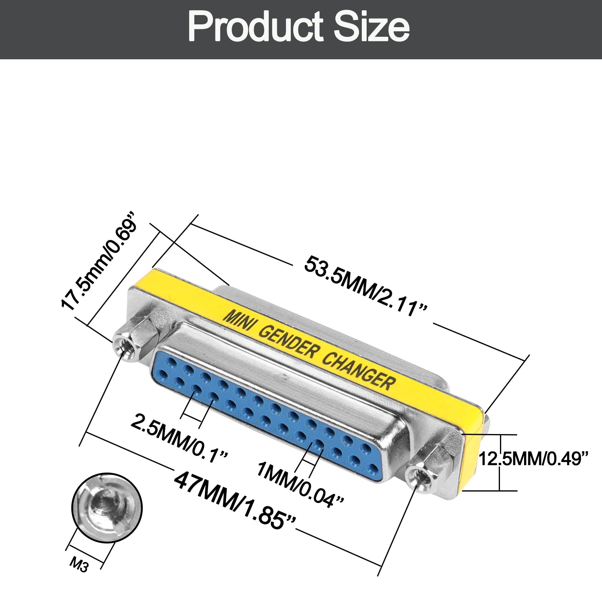 Meiriyfa Db25 25 Pin Gender Changer D Sub 25Pin Coupler Serial Cable Gender Changer Rs232 Vga Adapter Connetor For Applications Pack Of 2 (Female To Female)
