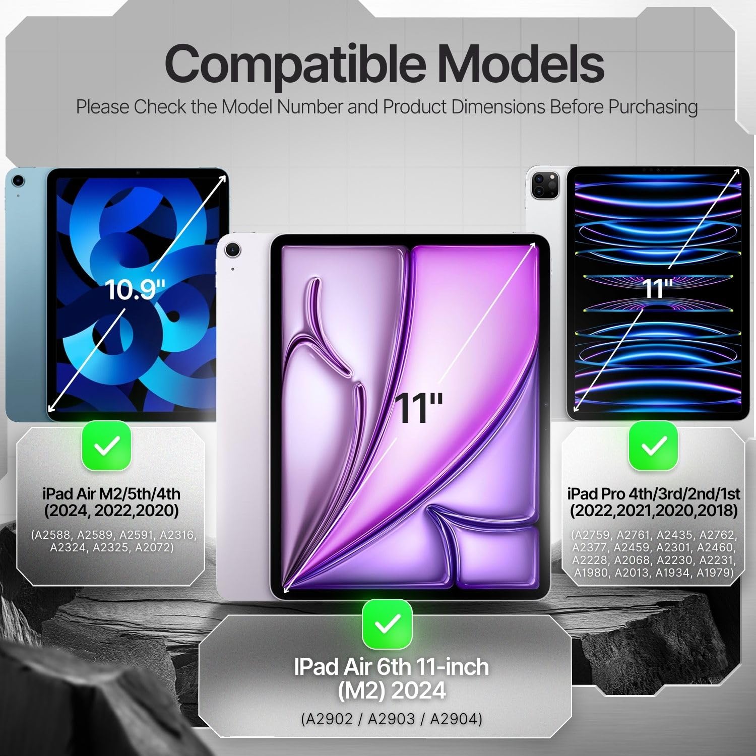 Tnp Protective Case For Ipad Air 6Th M2 2024 11 Inch, 5Th 4Th Gen 10.9 Inch And Ipad Pro 4Th 3Rd 2Nd Generation (2022 2021 2020