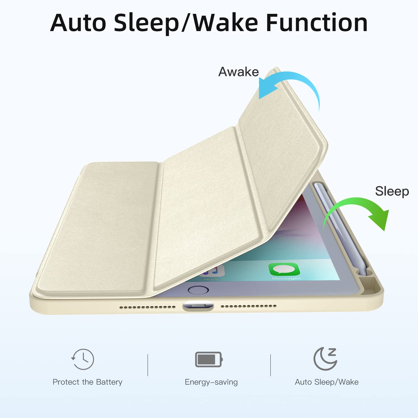 Wenlaty Case Compatible With Ipad 9Th/8Th/7Th Generation Case(2021/2020/2019), Full Body Protective With Pencil Holder, Clear Ca