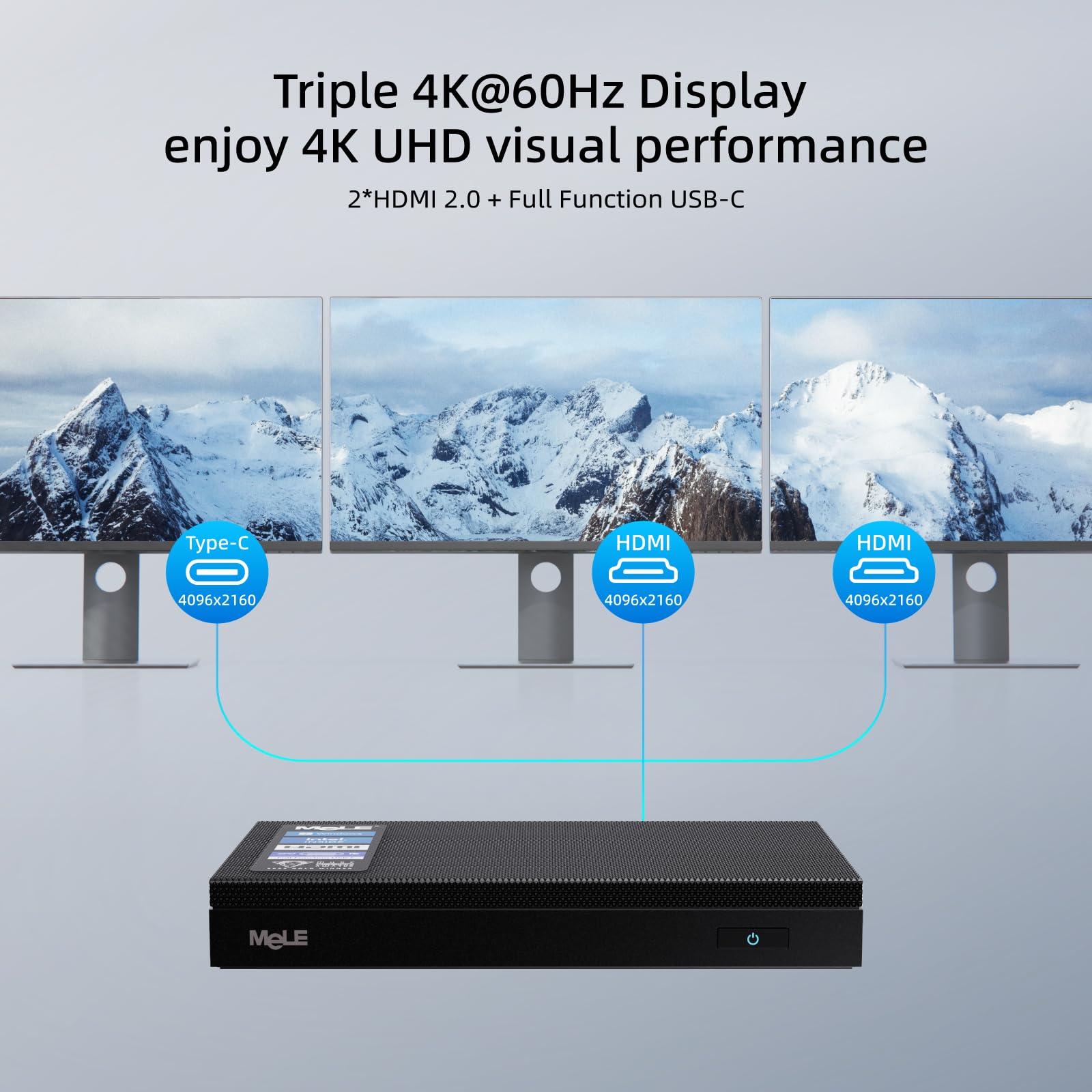 Mele Mini Pc Quieter 4C   12Th Gen N100, Fanless Pc, 8Gb Ram, 256Gb Rom, Windows 11 Pro, 2.4/5G Wi Fi, Full Functional Usb C, 4K