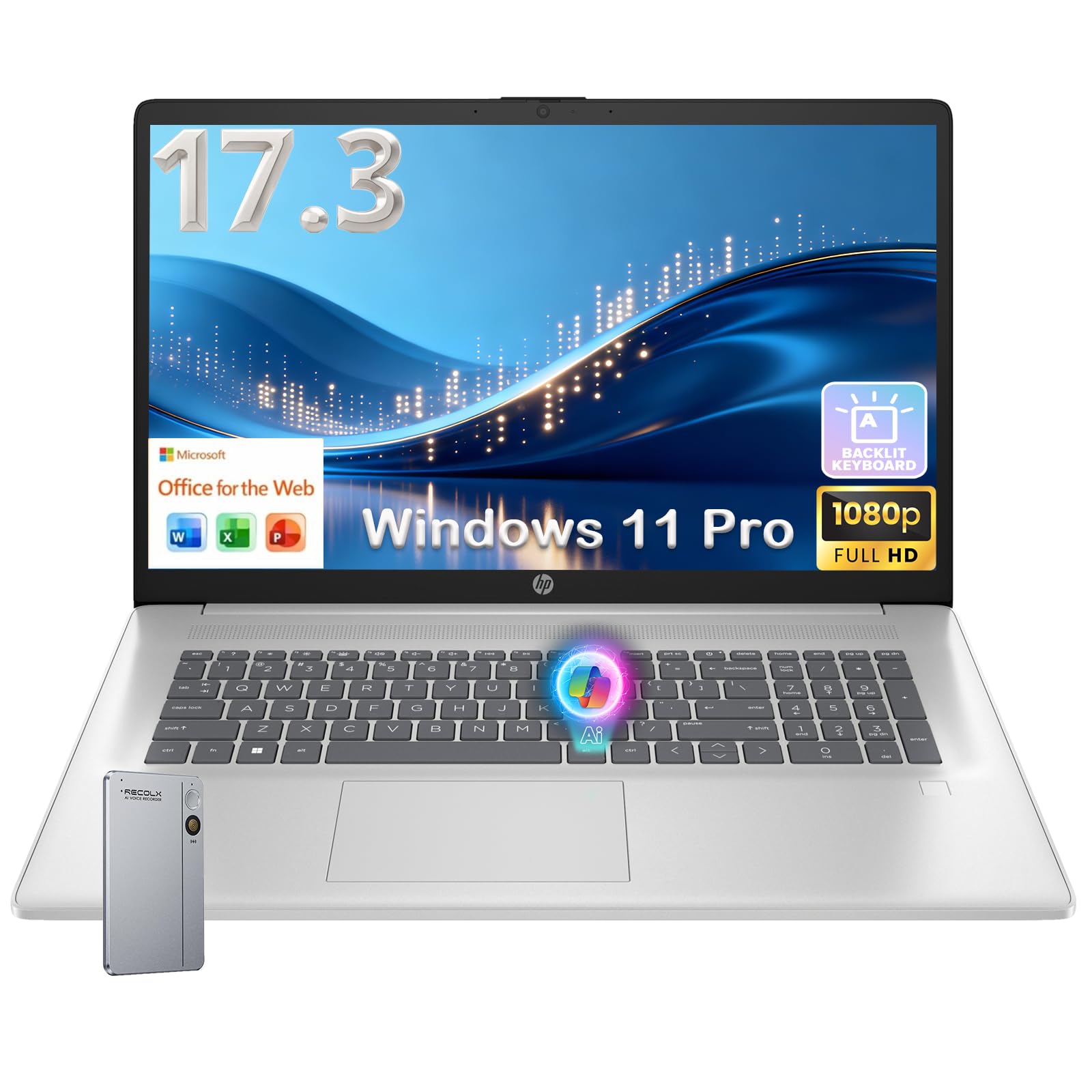 HP 17 Laptop Computer for Business and Student, 32GB RAM, 1TB SSD, Intel 10-Core i5-1334U, 17.3 HD+ Anti-Glare Display, Backlit