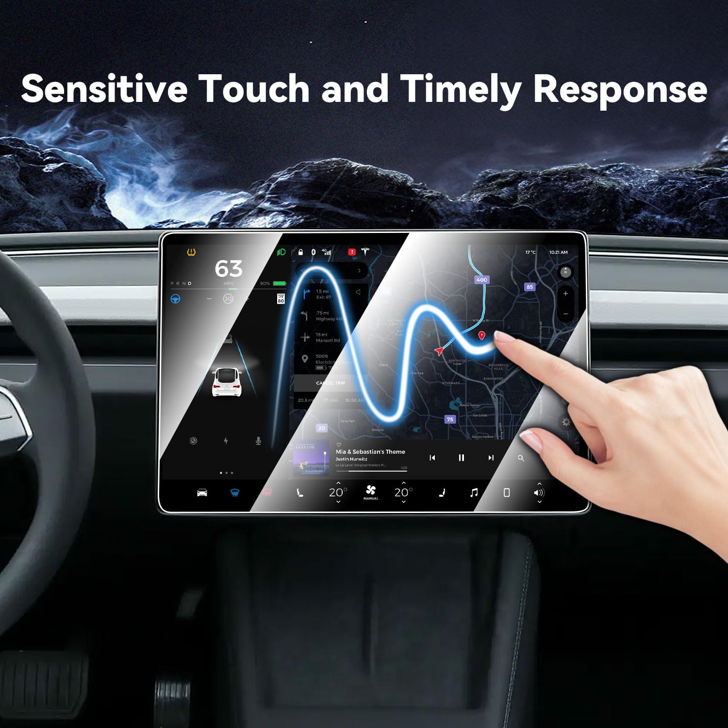 Sumk Tempered Glass Screen Protector For Tesla Model 3 Highland 2024 Only [No Glare & Fingerprint] 15.4'' Matte Touchscreen Prot