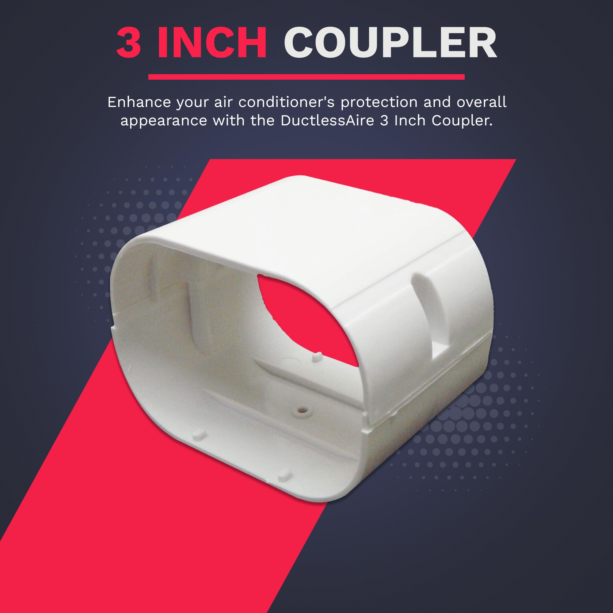Ductlessaire   Premium 3 Inch Coupler Mini Split Line Set Cover Kit   Protection For Ductless Mini Splits/Central Air Systems