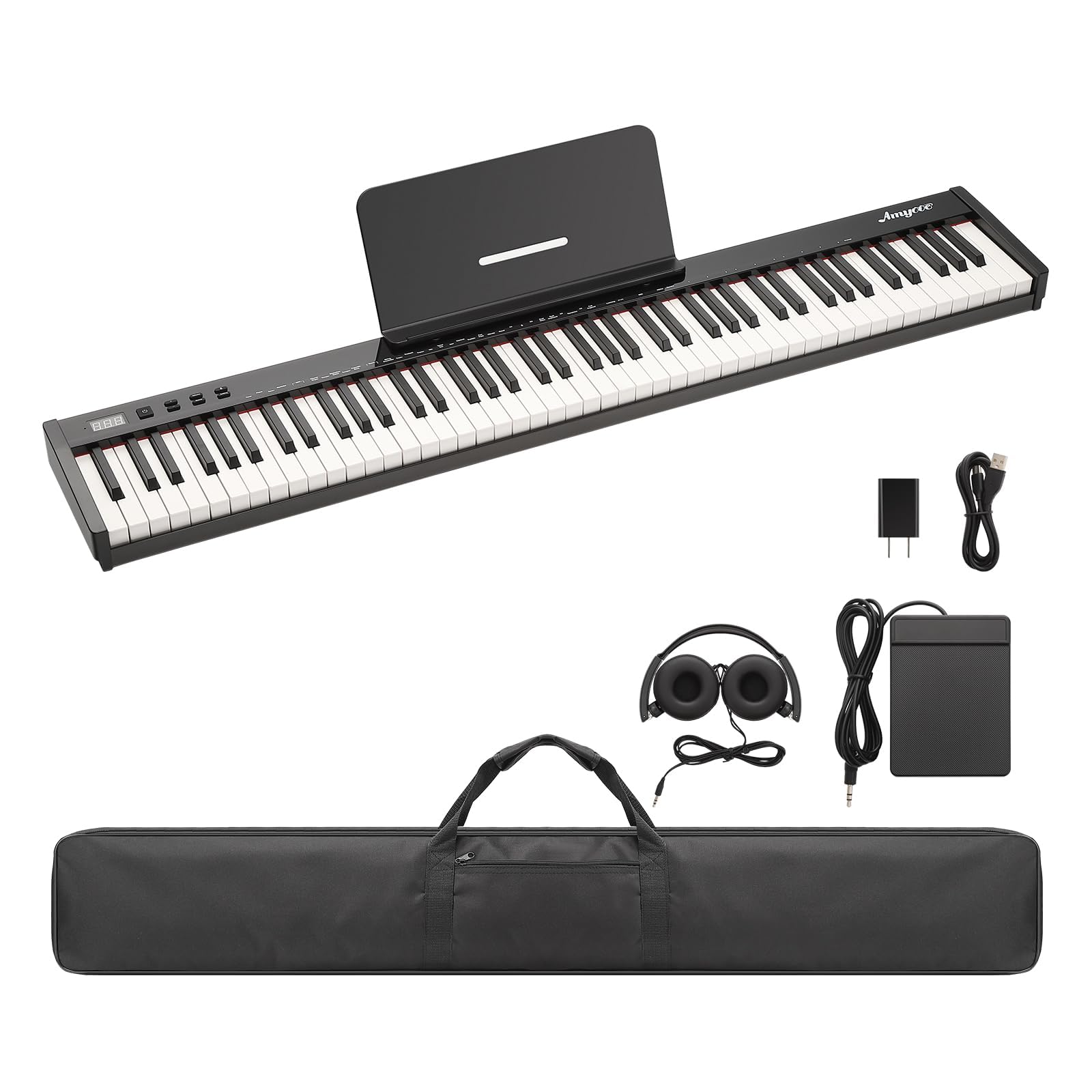 88 Key Keyboard Piano,Piano Keyboard,Weighted Full-Size Electric Keyboard Piano for Beginners,Portable Electric Piano with Stand