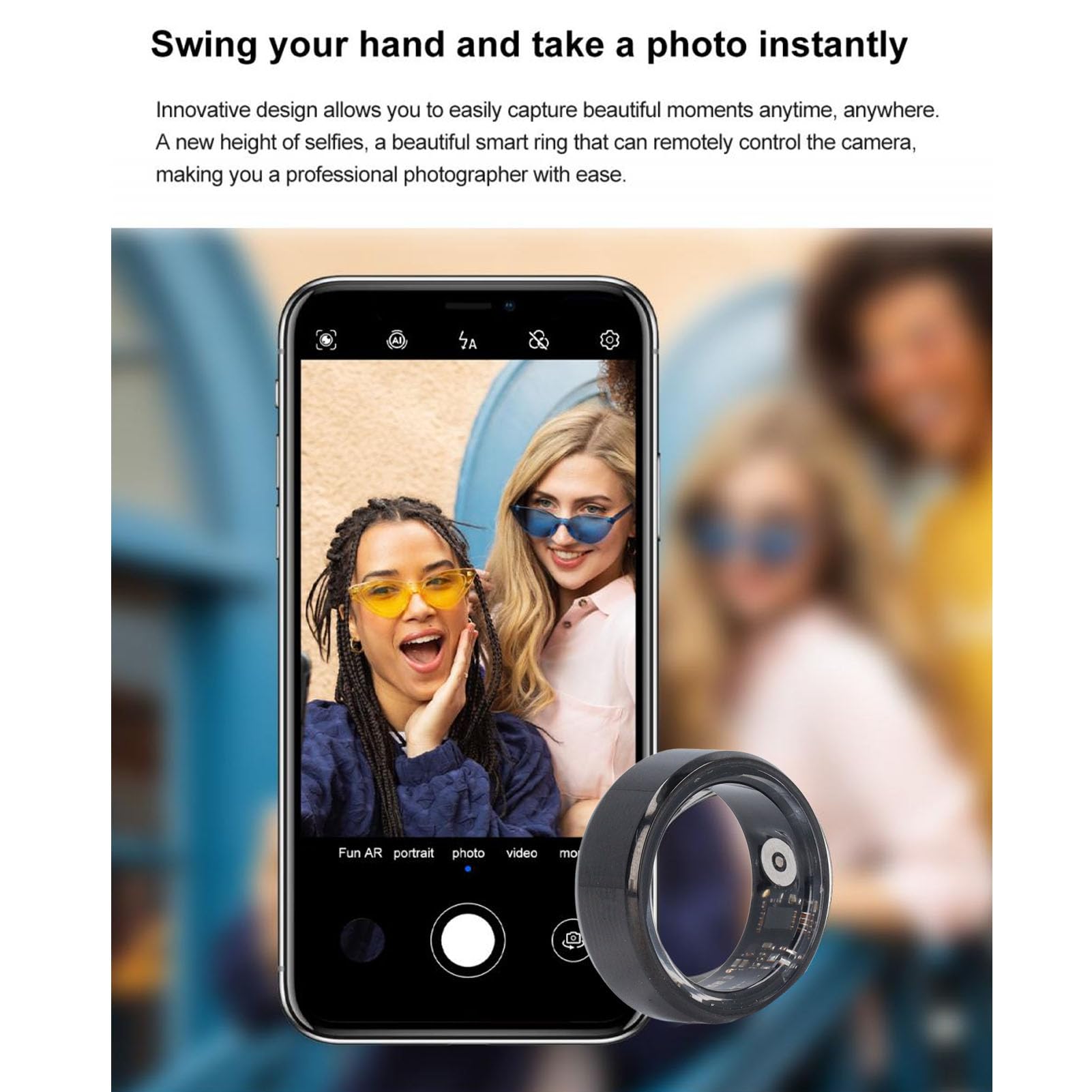 Depisuta Smart Ring Health Tracker, Ip68 Waterproof Bluetooth Smart Health Ring Fitness Sleep Tracker, 7 Days Battery Life Recha