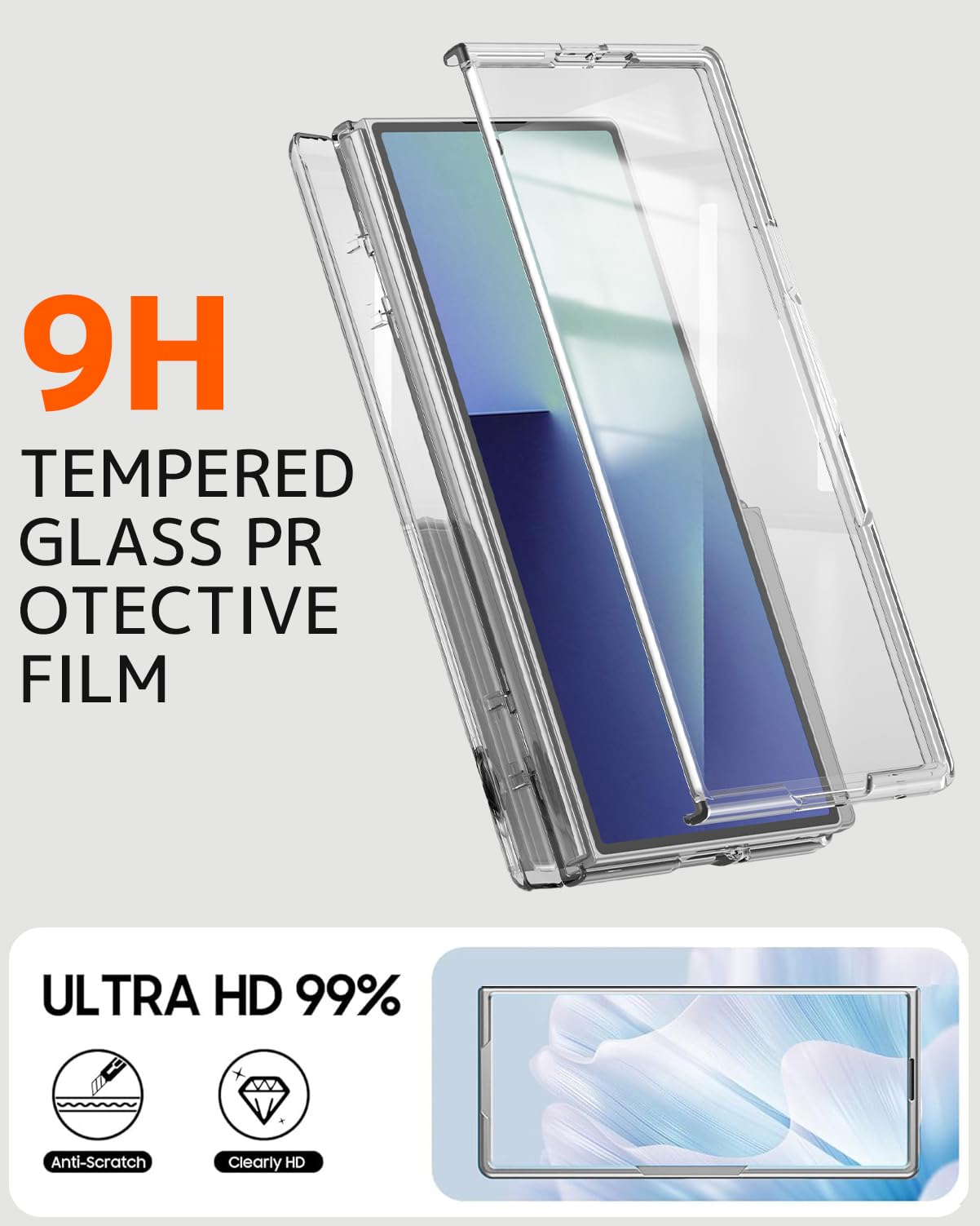 Ninki Transparent Cover For Samsung Galaxy Z Fold 7 Case Clear With Screen Protector,Hard Full Body Shockproof Crystal Slim Hing