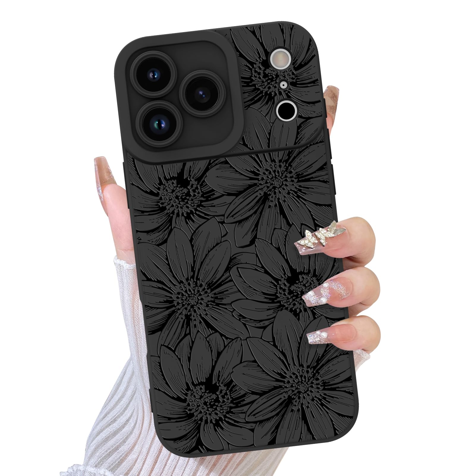TEAUGHT Compatible with iPhone 17 Pro Case 2025 Cute Pattern Sunflower Floral Flower Shockproof Silicone Soft Camera Protection 