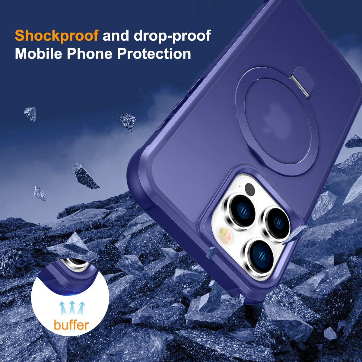 Chaofeng Magnetic Compatible With Iphone 13 Pro Case With Stand [Military Grade Drop Tested][Compatible With Magnet] Ring Transl