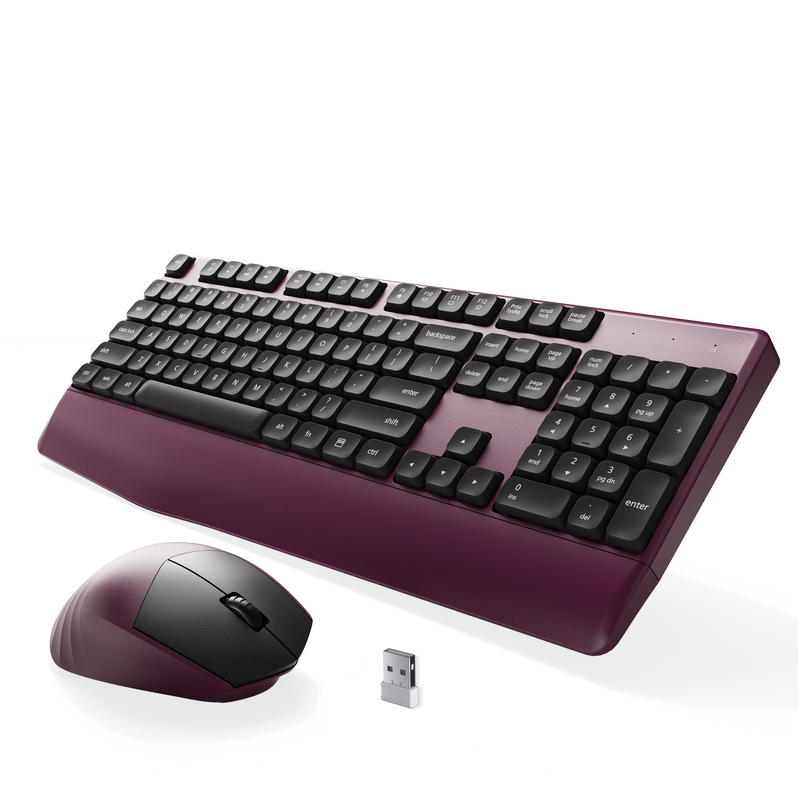 MPTOG Ergonomic Wireless Keyboard and Mouse Combo, Claret