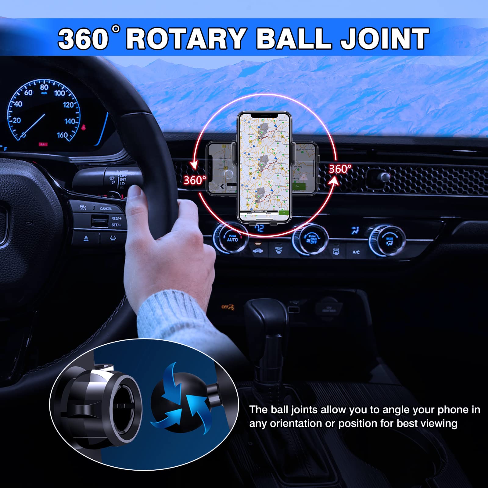 Karltys Car Phone Holder For Honda Civic 2022 2023 2024 2025, 11Th Gen. Civic Cell Phone Mount For 4-7 Inch Phones, Hands Free T