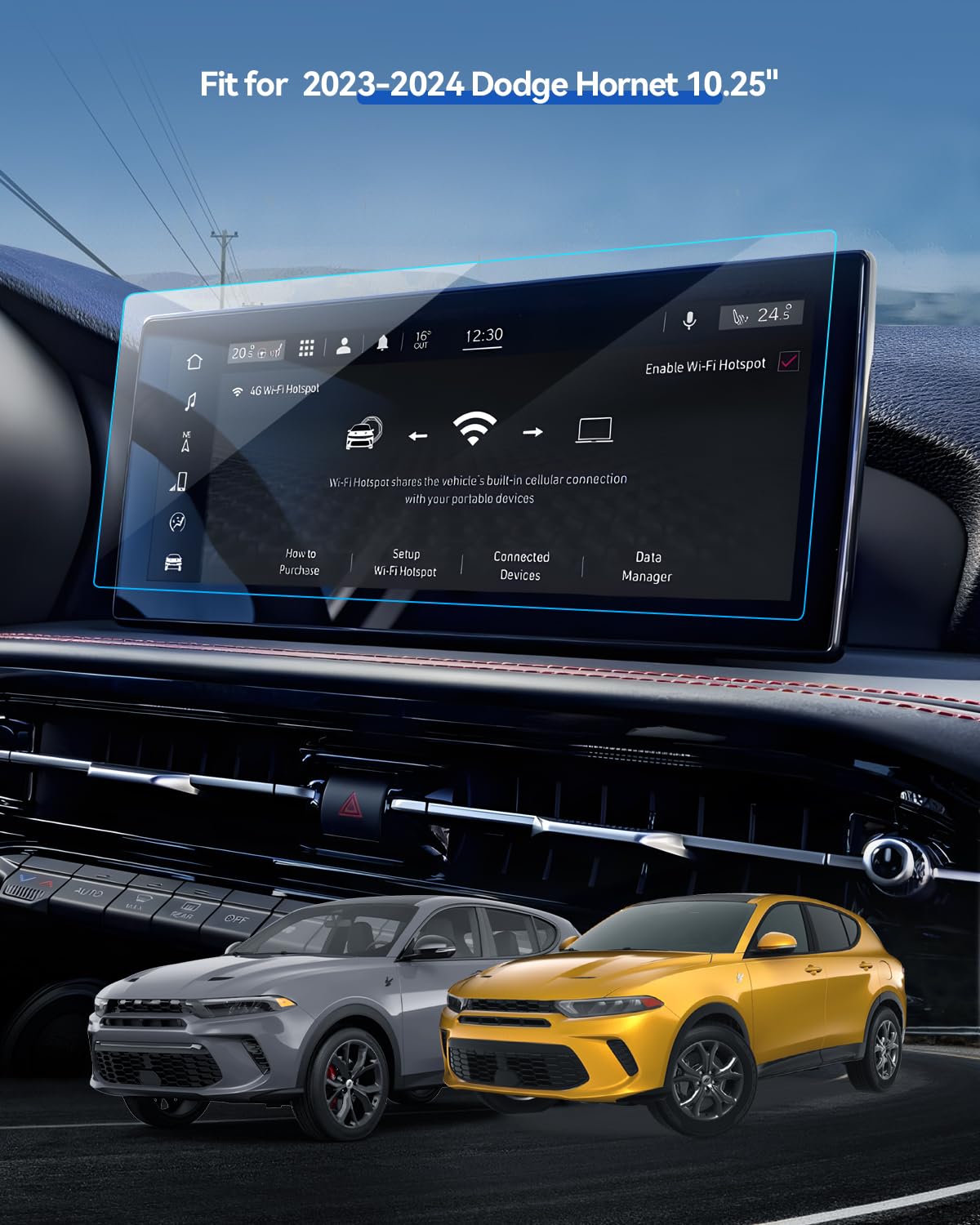 Lantu 2Pcs Car Screen Protector For 2023 2024 Dodge Hornet(Gt, Gt Plus, R/T, R/T Plus) Accessories Navigation Nano Touchscreen P