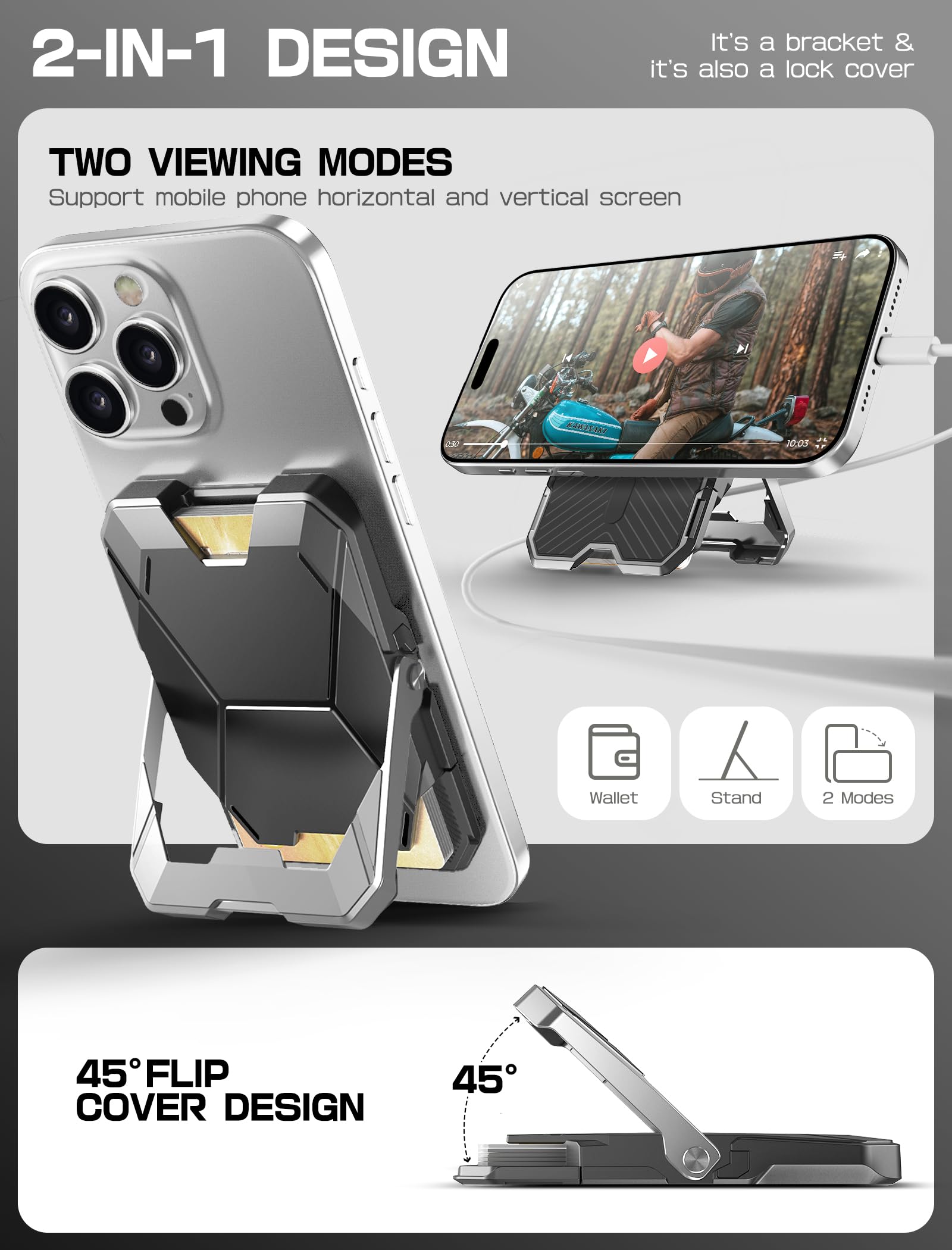 I-Blason For Magsafe Wallet With Stand, Magnetic Wallet For Iphone [6 Cards Holder] [Rfid Blocking] [Metal Lock Cover] [Extra Ma