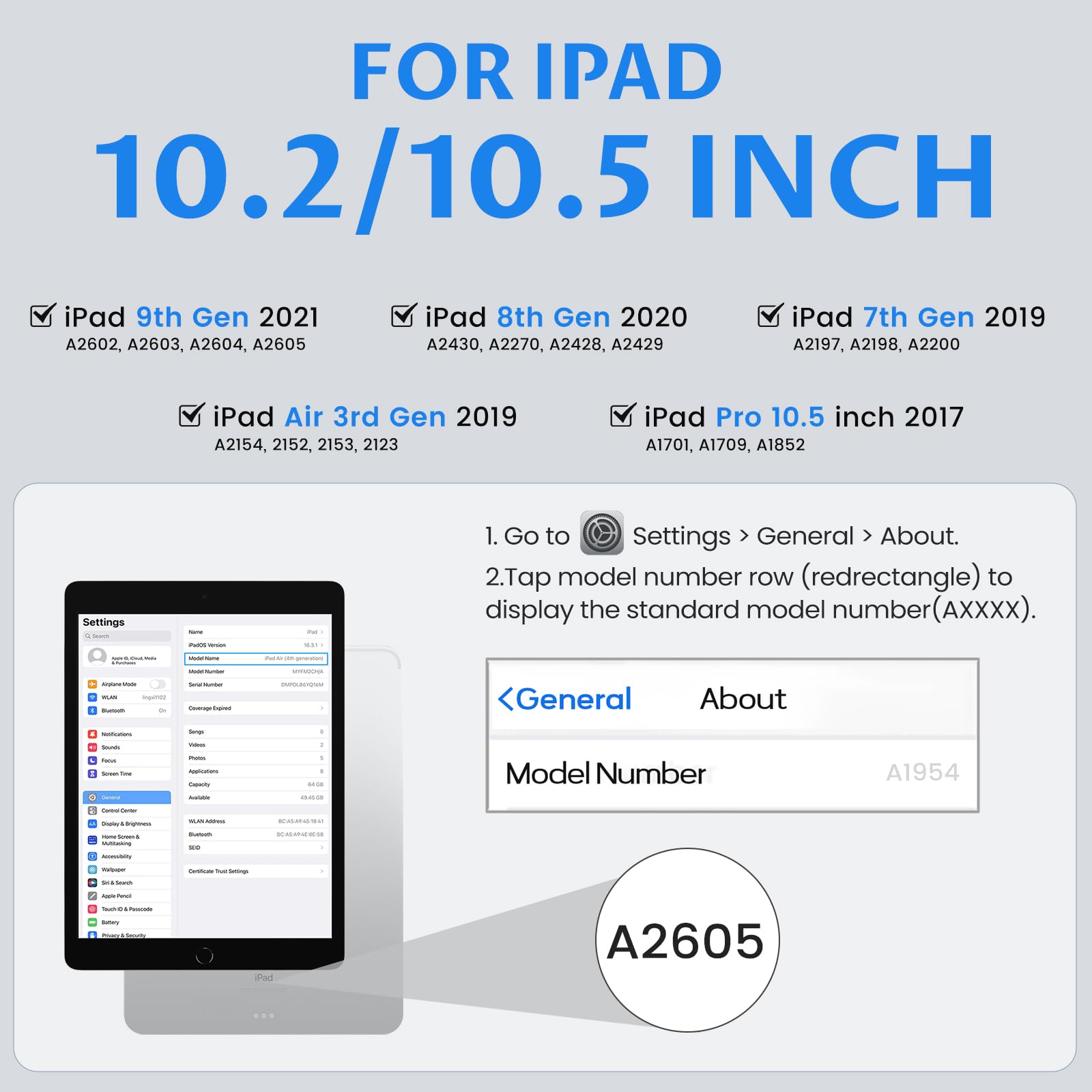 Oyeeice Keyboard Case For Ipad 9Th Generation  Detachable Wireless Backlit Keyboard, Upgraded Magnetic Cover With Pencil Holder