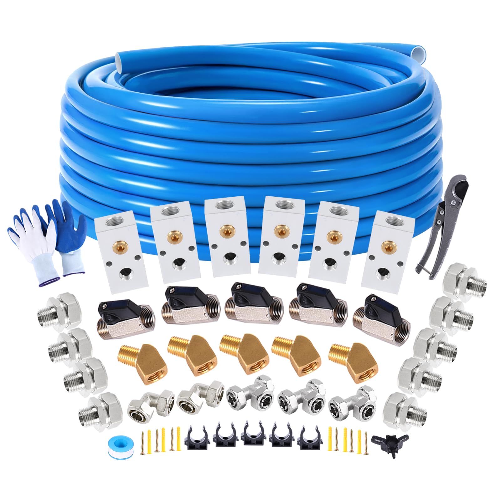 Shop Air Line Kit Compressed Air Piping System 1/2''  150'&260' Hdpe Air Tubing Air Compressor Accessories