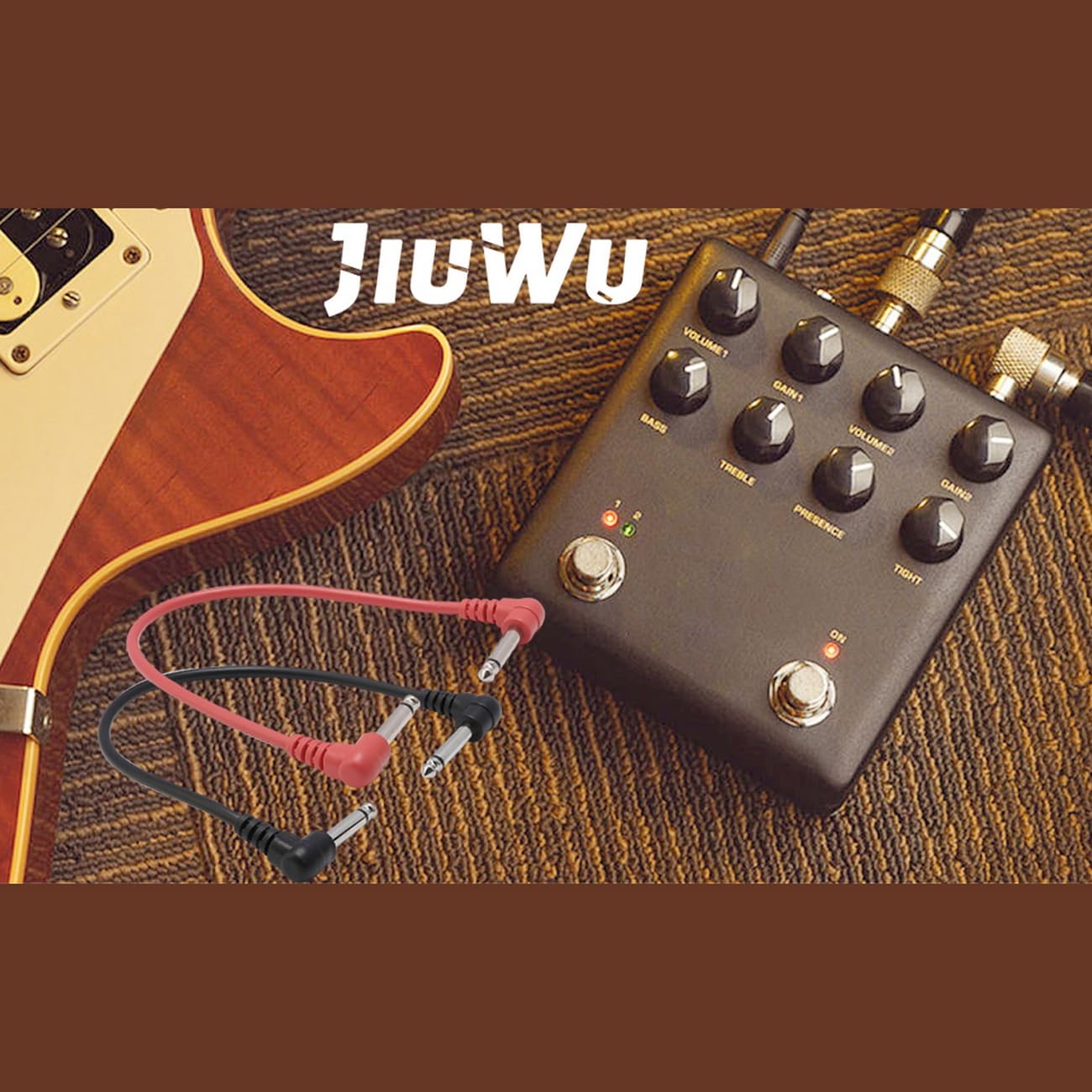 Jiuwu Anti Noise Guitar Cable Wire Effect Pedal Cable Cord, Short Audio Connection Cable 6.35Mm Pack Of 6
