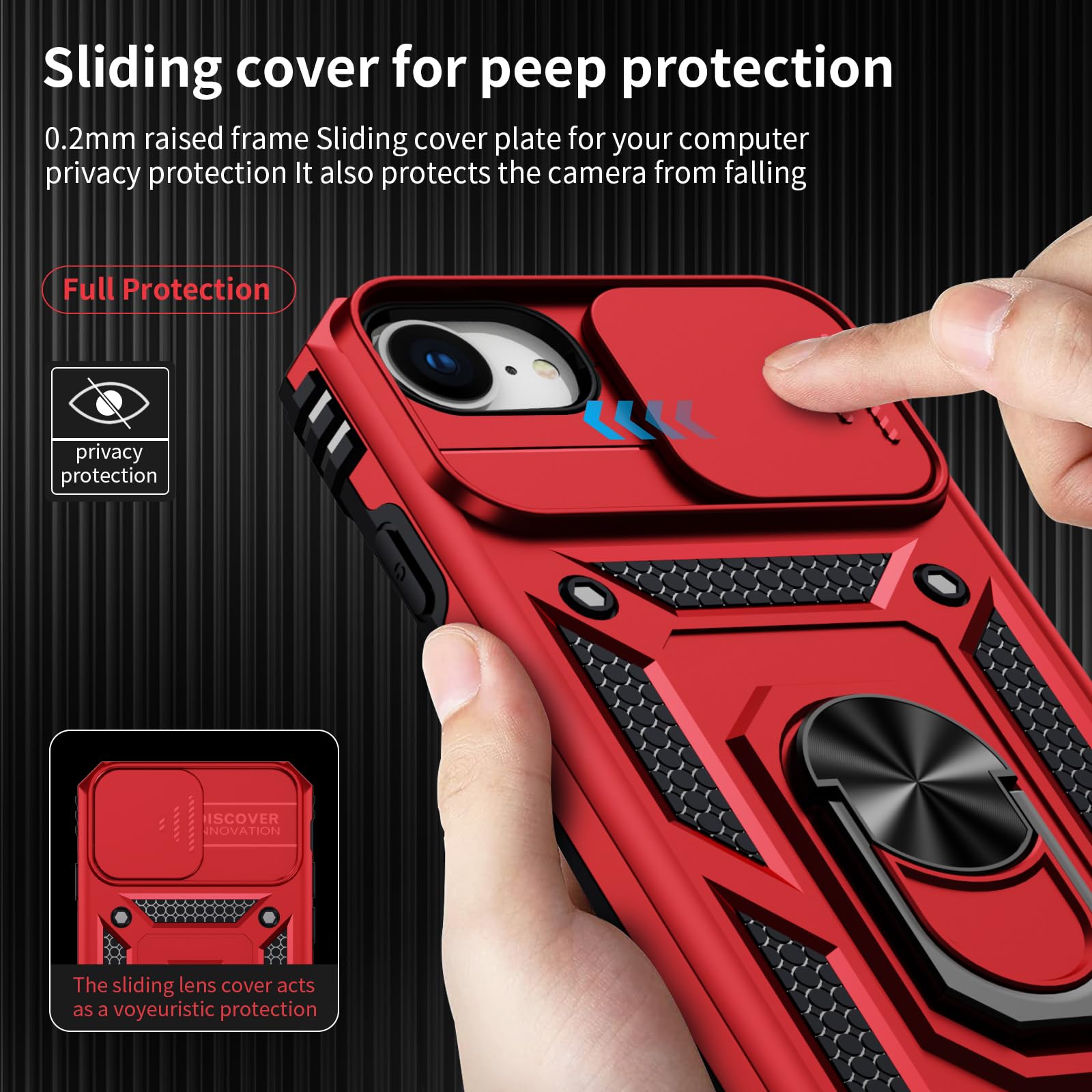 Weycolor For Iphone 16E Case With Camera Lens Cover, Hd Screen Protector, 10 Ft Military Grade Drop Protection, Magnetic Ring Ho