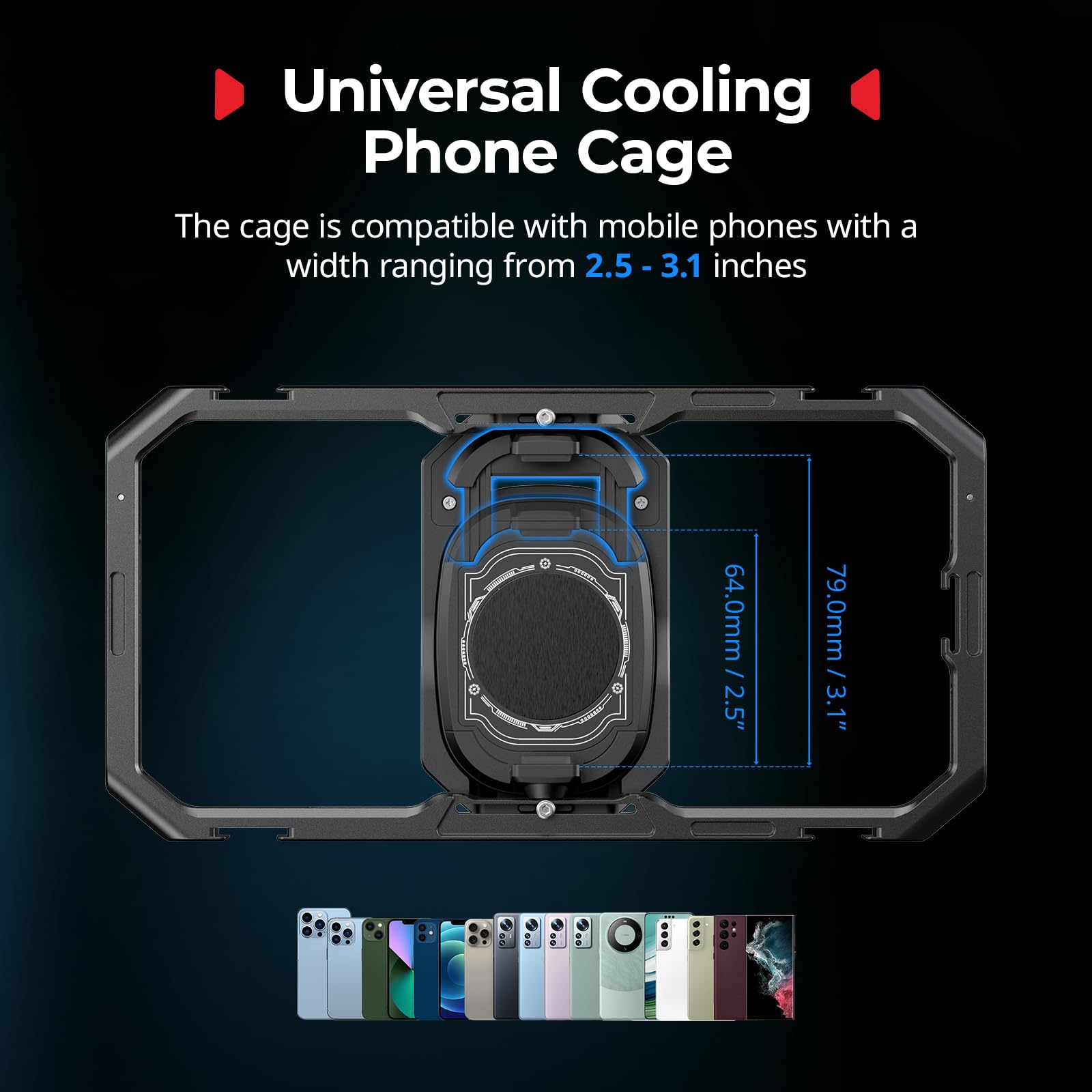 Smallrig Universal Hyper Chill Cooling Phone Cage For Iphone 17 16/Android, With 15W Active Cooler & 2-In-1 Usb-C Adapter & Powe