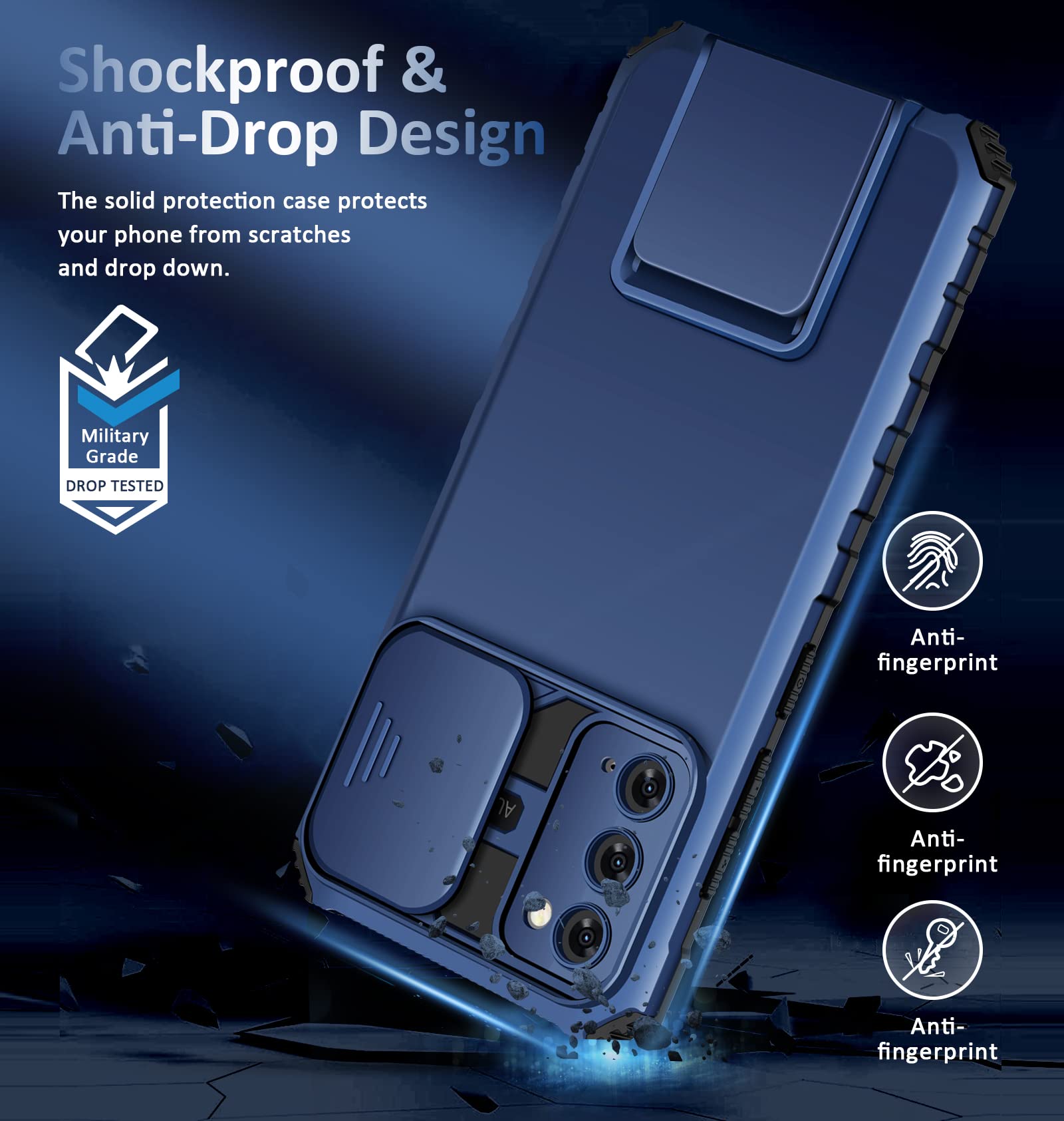 Galaxy S20 Fe Case Compatible With Samsung Galaxy S20 Fe 5G [2020 Version], Slide Camera Cover, Military Grade Shockproof Phone