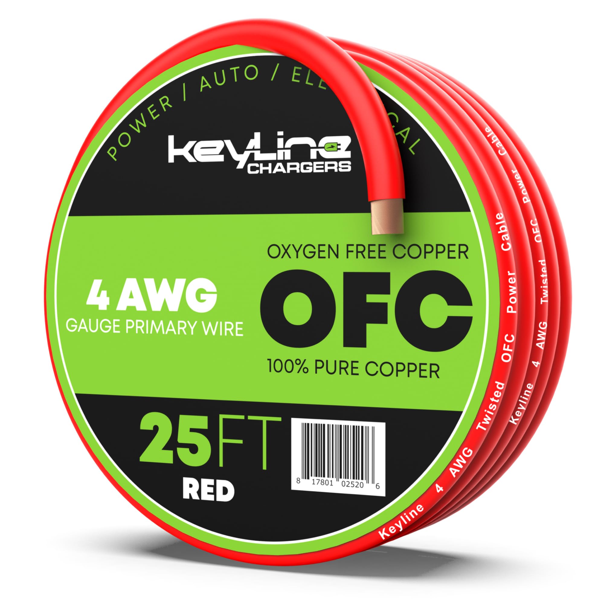 Ofc 4 Awg Gauge Wire (25Ft) Red | Oxygen Free Copper, Automotive Wire, Power/Ground, Battery Cable, True Spec Welding & Automoti