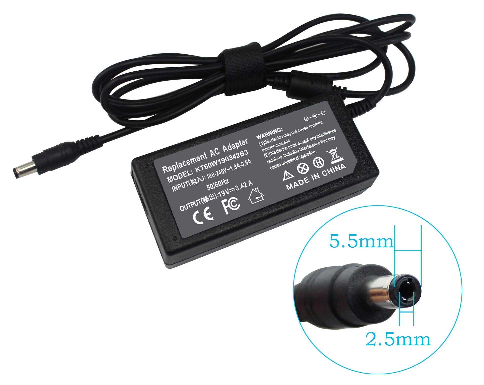 19V 3.42A 65W Pa3714U 1Aca Ac Laptop Charger For Toshiba Satellite C55 C55 A C655 C850 C50 L755 C855 L655 L745 P50 C855D C55D S55;Toshiba Portege Z30 Z930 Z830 With Power Supply Cord 5.5 * 2.5