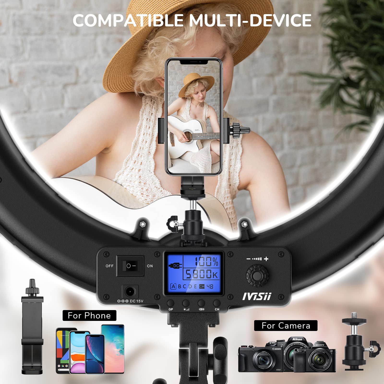 Ring Light,19Inch Led Ring Light With Stand &Lcd Display Adjustable Color Temperature 3000K 5800K, Makeup Light For Youtube Video Shooting, Portrait, Vlog, Selfie ?Upgraded Version?