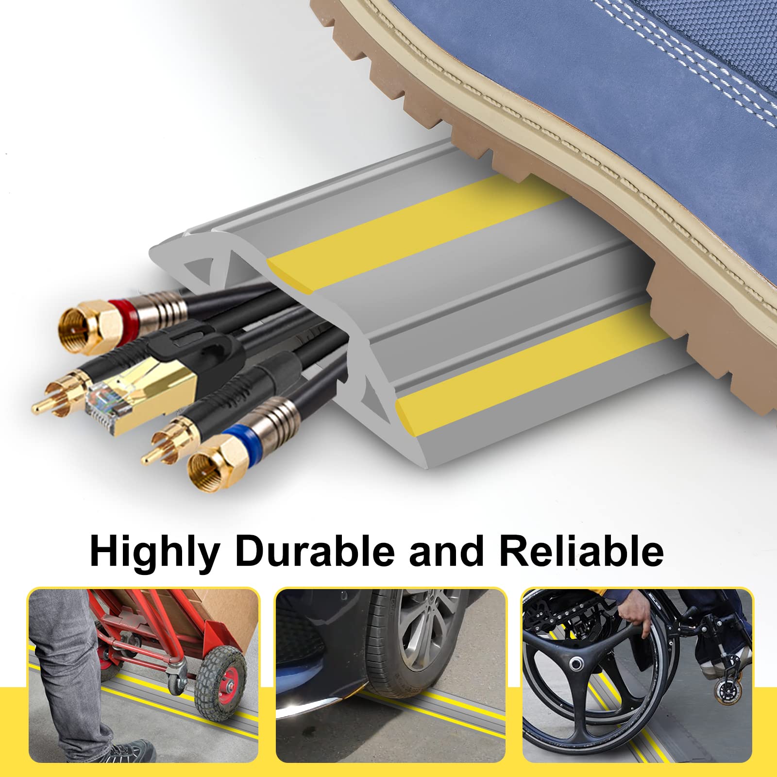 Eapele Floor Cable Cover Protector,Heavy Duty Pvc Duct Easy To Unroll,Prevent Cable Trips And Protect Wires,Perfect For Home Off